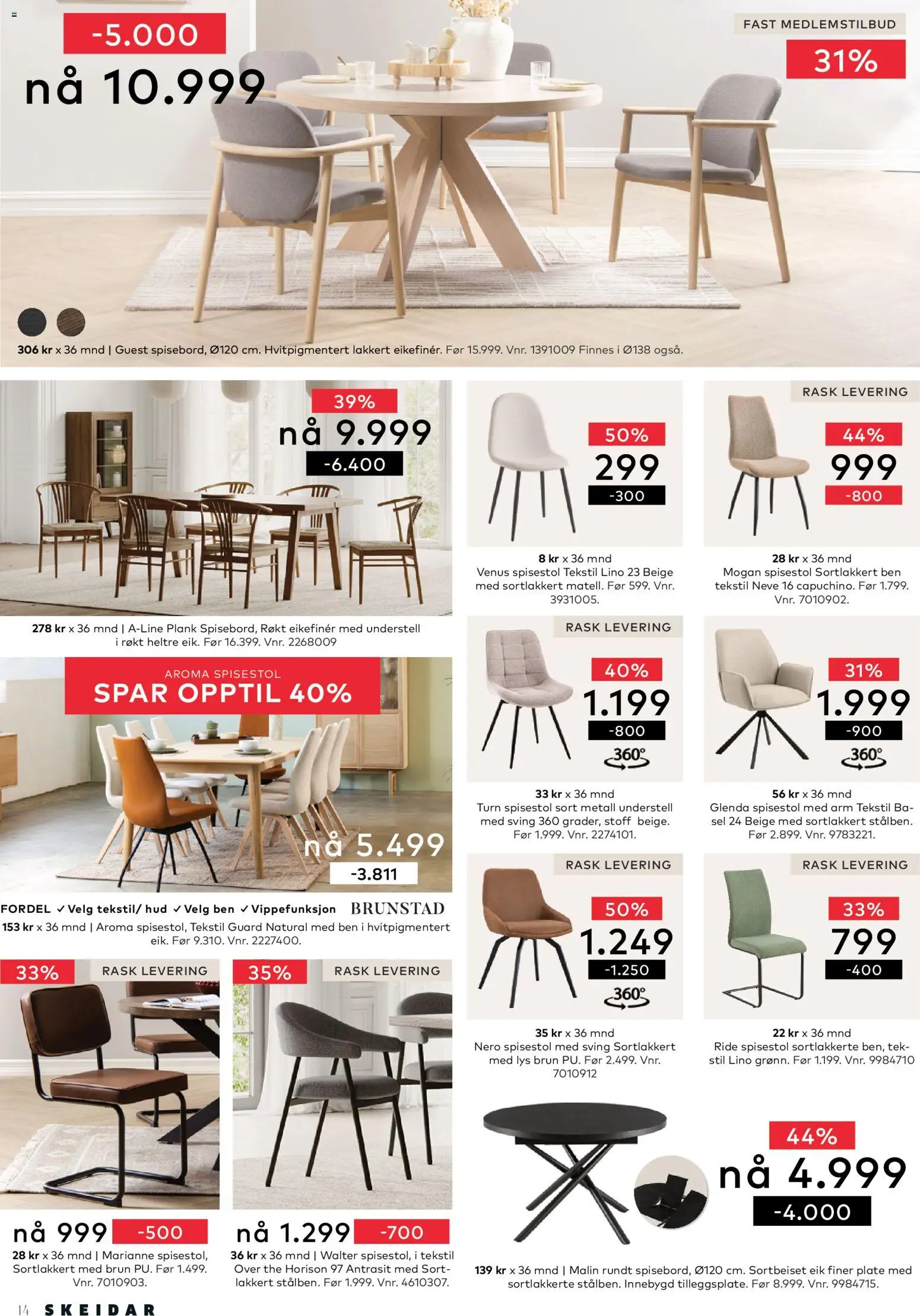 {H1} | Side: 14 | Produkter: Plate, Spisestol, Lys