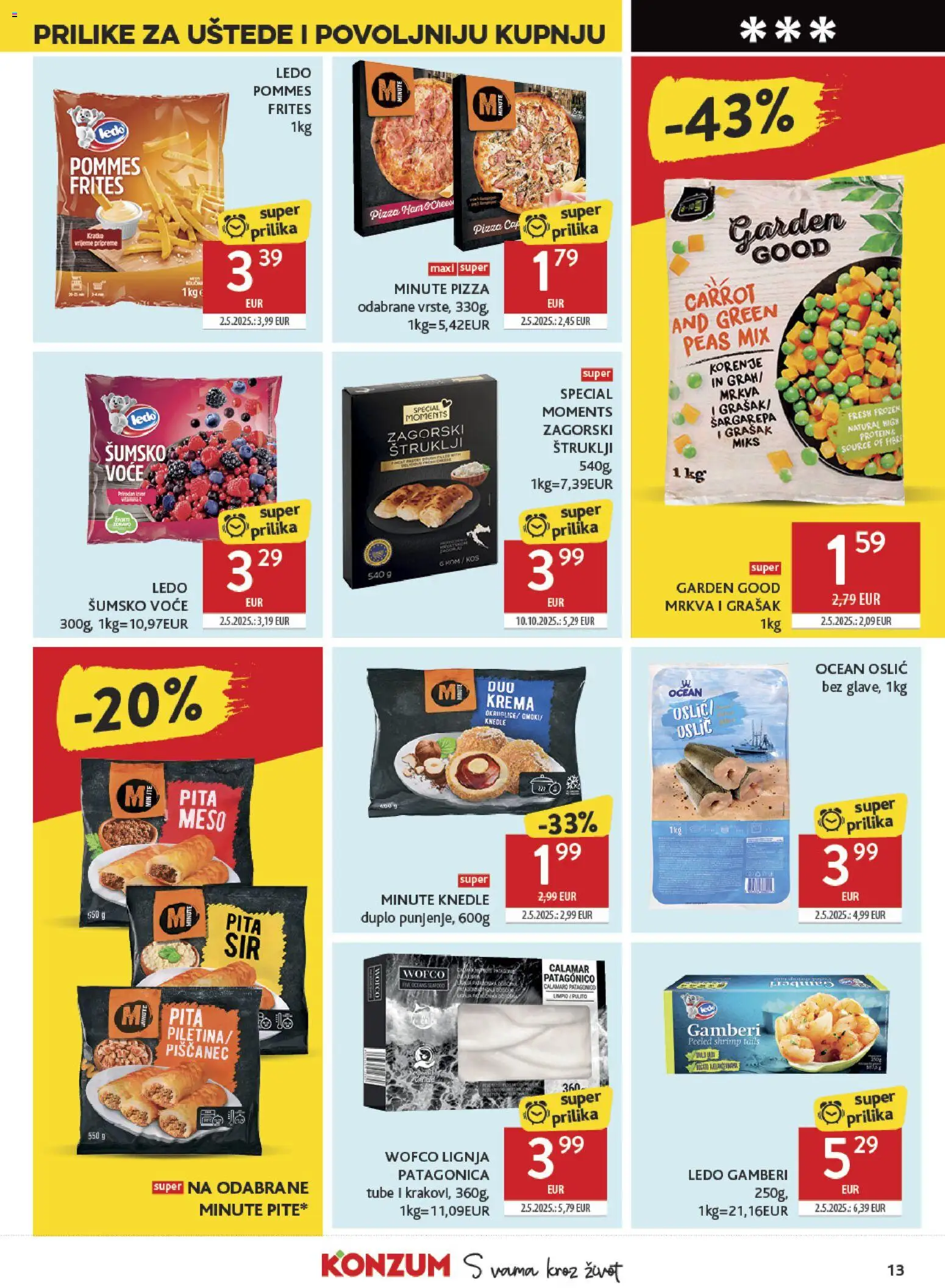 Konzum HR akciós ujság - amely érvényes a következő dátumtól: 29.04.2026 | Oldal: 13 | Termékek: Duplo, Sárgarépa, Pita, Pizza