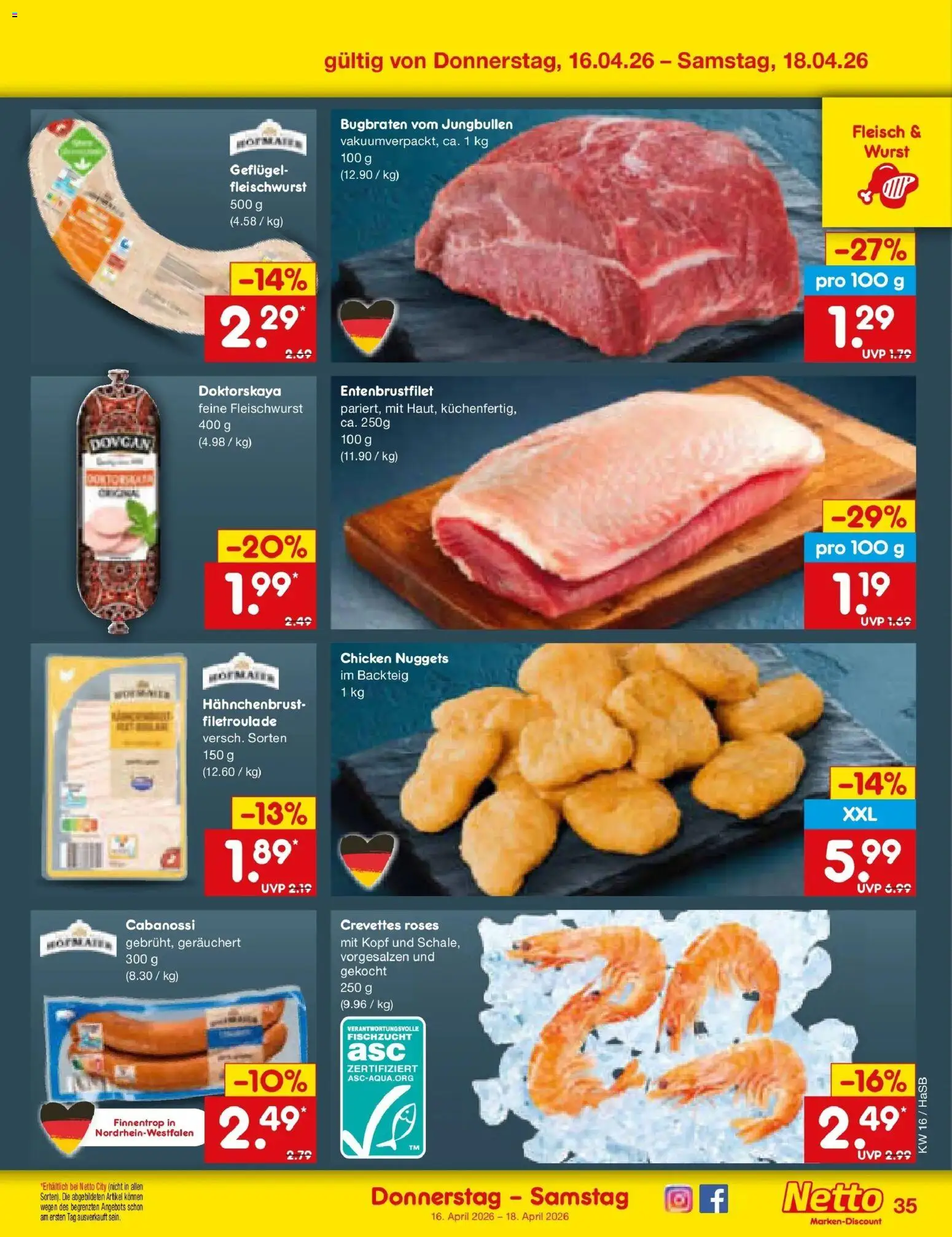 Netto Marken-Discount Prospekt Wuppertal	 – gültig ab 13.04.2026 | Seite: 53 | Produkte: Wurst, Fleisch, Hahnchenbrust