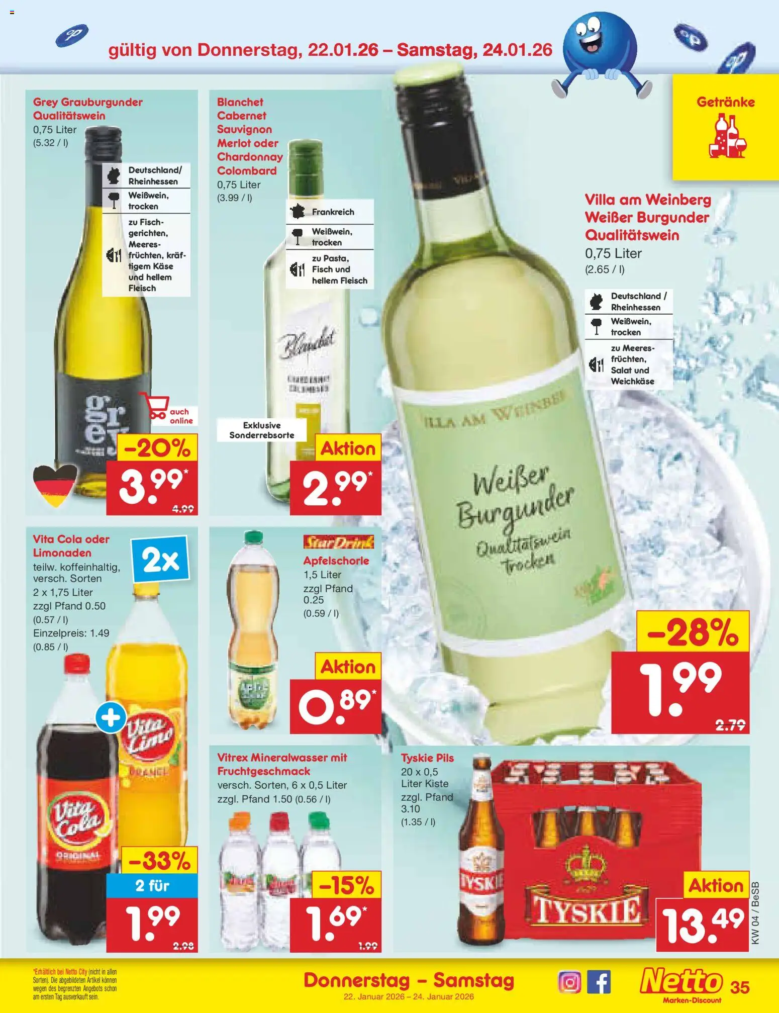 Netto Marken-Discount Prospekt 	 – gültig ab 19.01.2026 | Seite: 45 | Produkte: Cola, Käse, Fisch, Vita cola