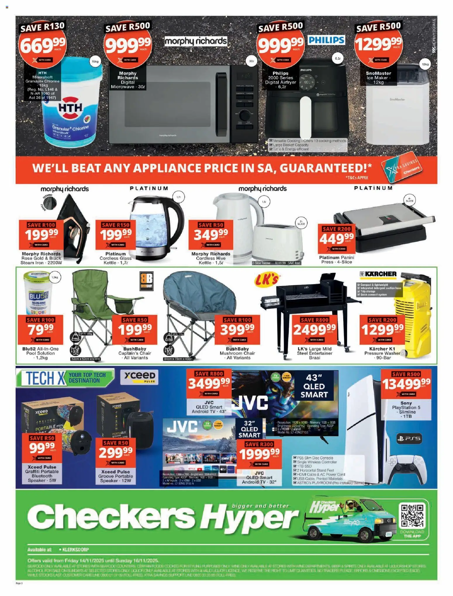New Checkers catalogue – valid from 14.11.2025 | Page: 8 | Products: Iron, Toaster, Beer, Detergent