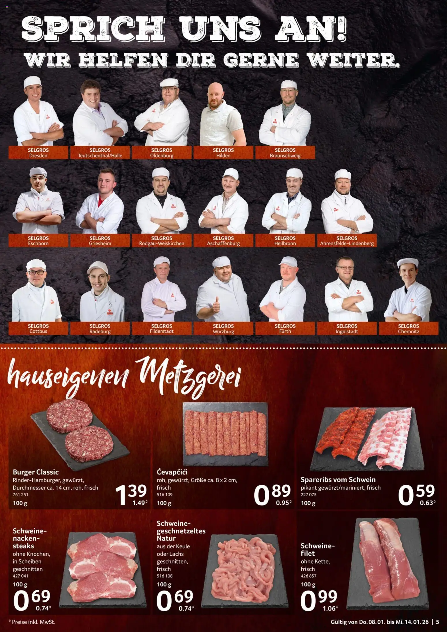 Selgros Prospekt 	 – gültig ab 08.01.2026 | Seite: 5 | Produkte: Cevapcici, Burger, Lachs