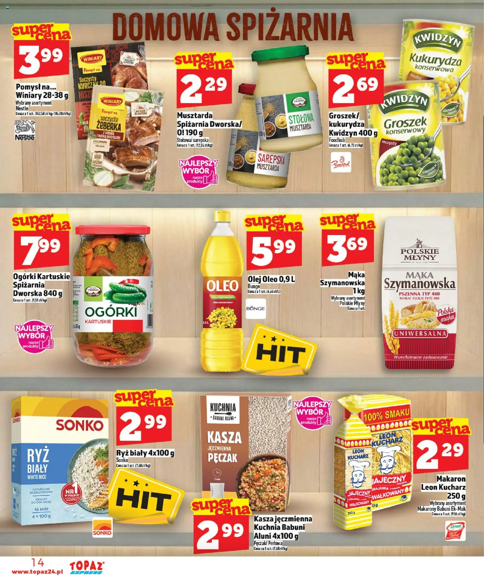 Topaz gazetka - Express od 05.03.2026 | Strona: 14 | Produkty: Kurczak, Olej, Ryż, Makarony
