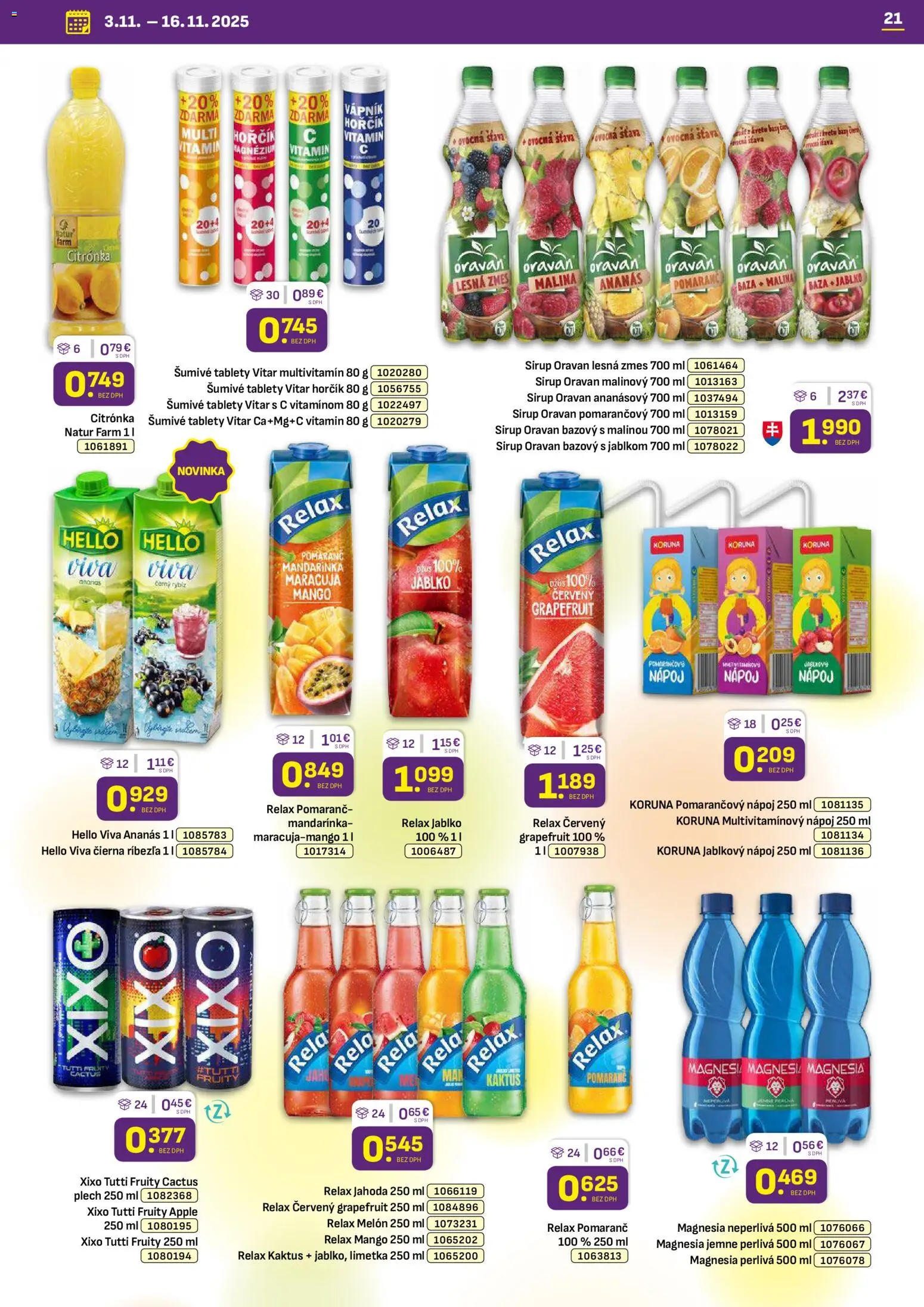 Nové Libex akcie – leták je platný od 03.11.2025 | Strana: 21 | Produkty: Apple, Magnesia, Grapefruit, Melón