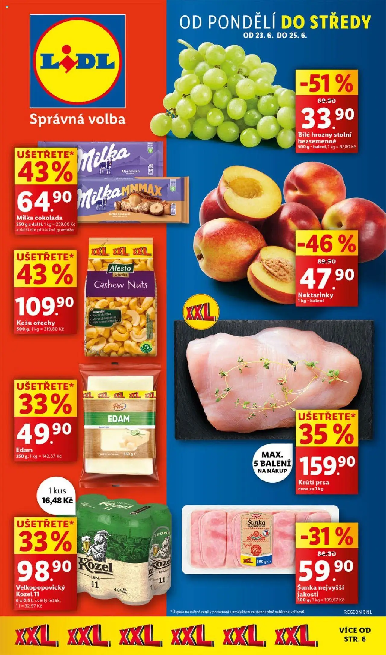 Lidl leták od 23.06.2025 | Strana: 1 | Produkty: Šunka, Ořechy, Kozel, Kozel 11