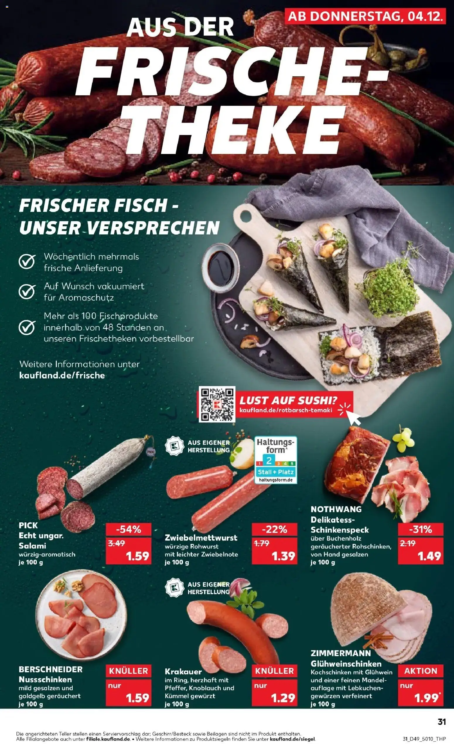 Kaufland prospekt Hildesheim	 – gültig ab 08.12.2025 | Seite: 31 | Produkte: Theke, Fisch, Knoblauch, Salami