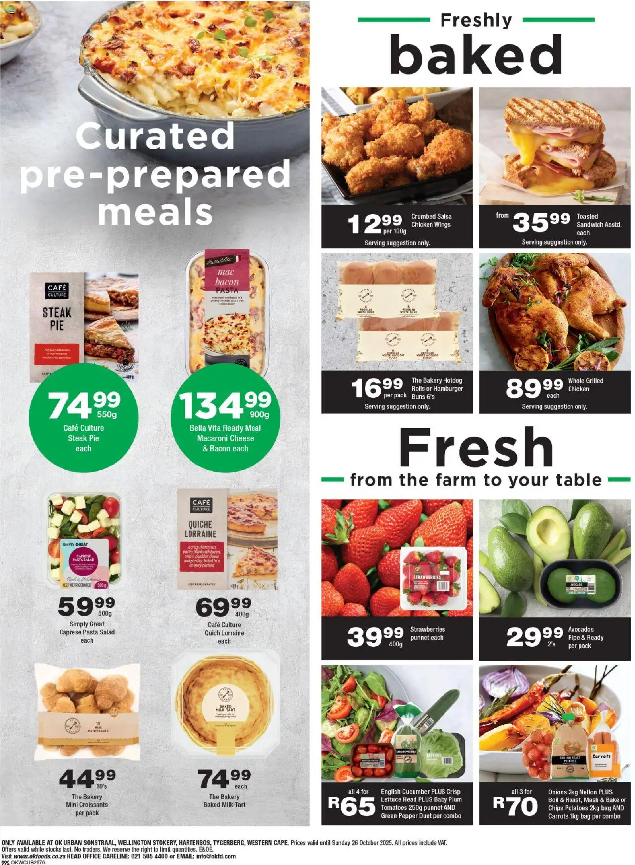 New OK Foods catalogue – valid from 15.10.2025 | Page: 2 | Products: Table, Buns, Chicken, Salad