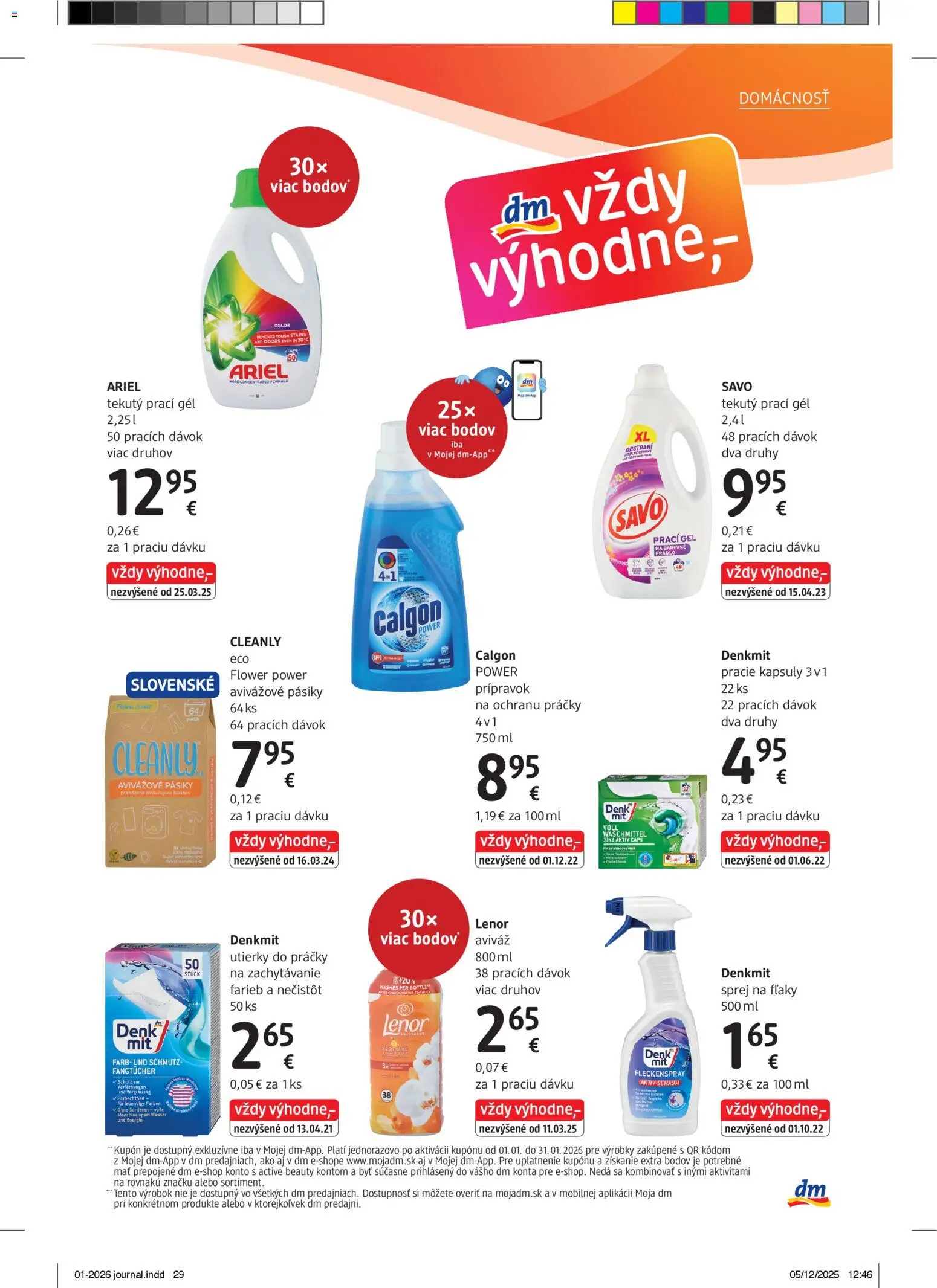 Nové dm drogerie akcie – leták je platný od 01.01.2026 | Strana: 29 | Produkty: Práčky, Savo, Aviváž, Ariel