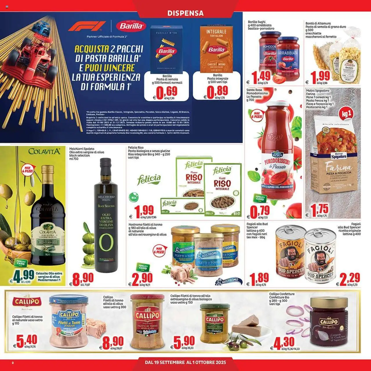 Volantino Elite Supermercati del 19.09.2025 | Pagina: 2 | Prodotti: Cereali, Focaccia, Olio, Tonno
