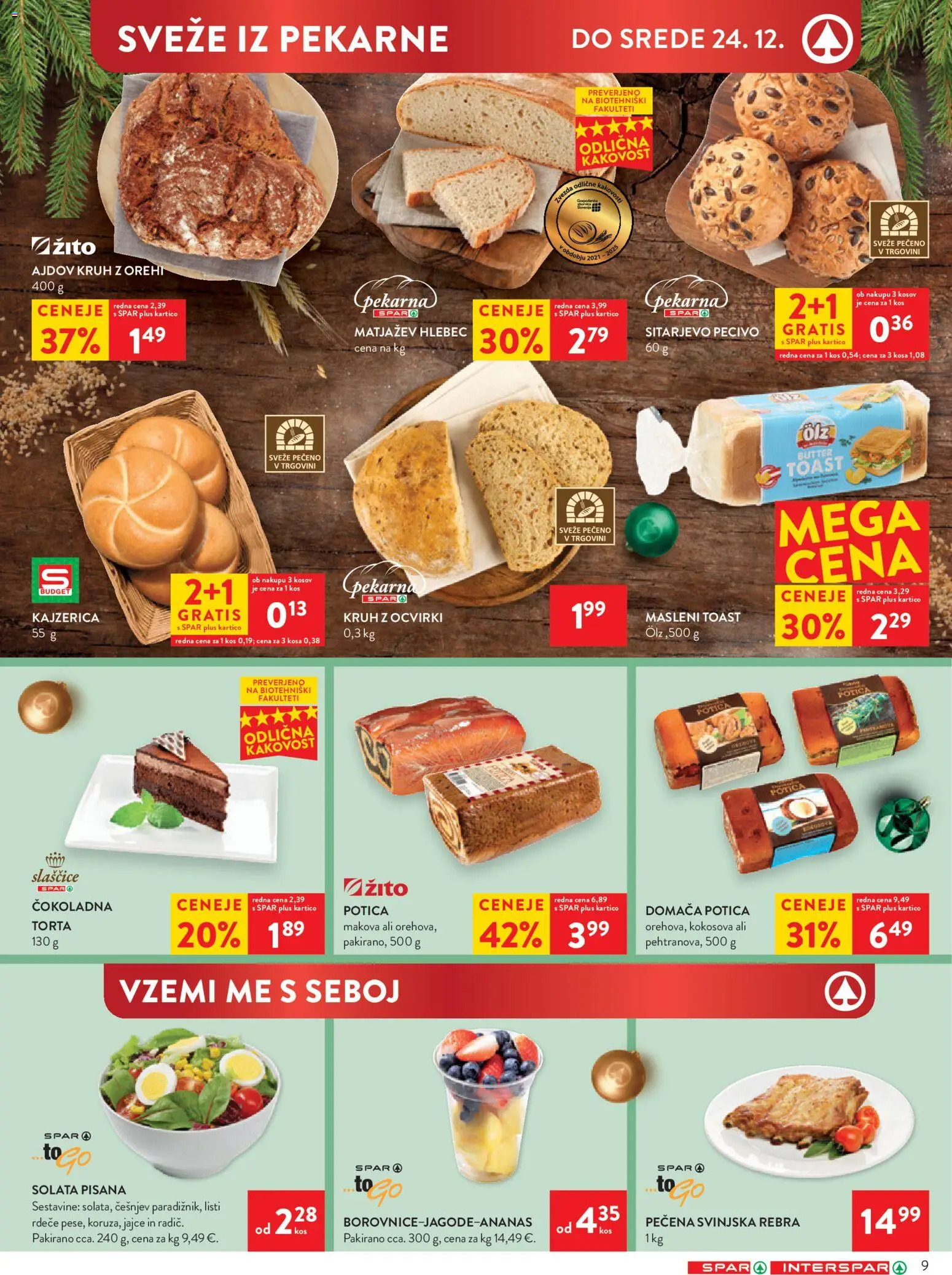 Novi Spar katalog ponudbe – veljaven od 17.12.2025 | Stran: 11 | Izdelki: Toast, Torta, Kos, Solata