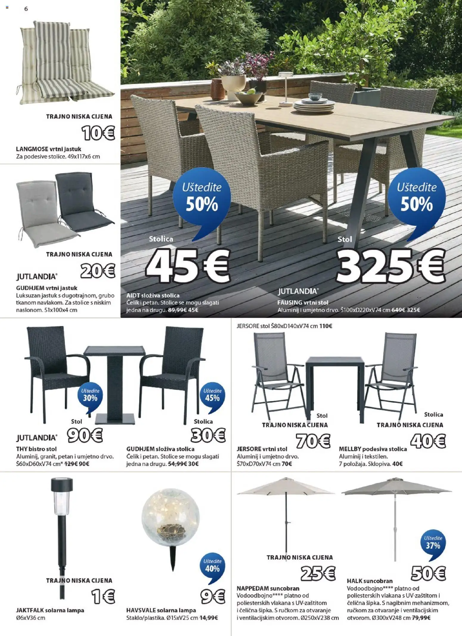 JYSK katalog | vrijedi od 18.02.2025 | Stranica: 6 | Proizvodi: Jastuk, Stol, Stolica, Suncobran