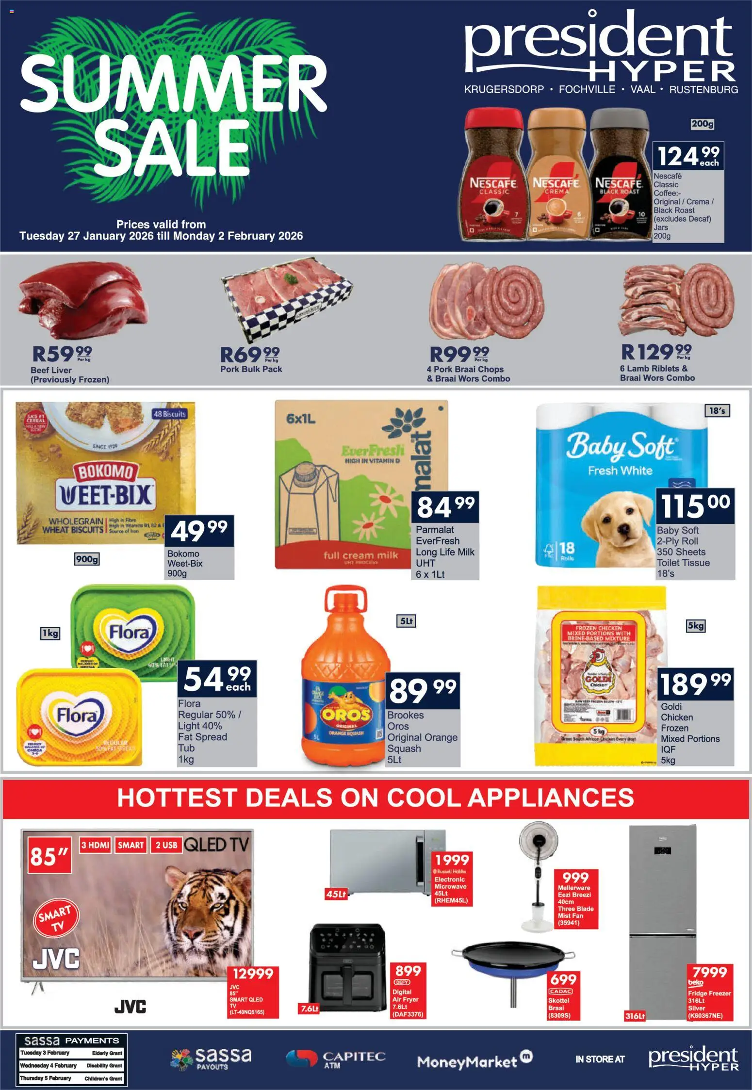 New President Hyper catalogue – valid from 27.01.2026 | Page: 1 | Products: Fan, TV, Microwave, Coffee