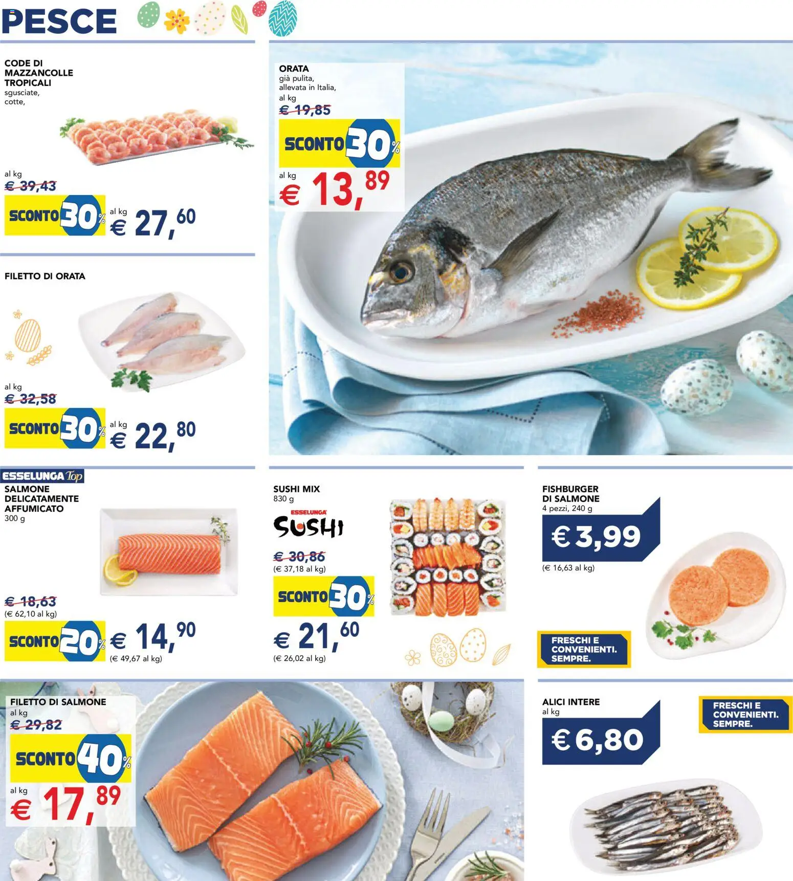 Volantino Esselunga S del 23.03.2026 | Pagina: 7 | Prodotti: Salmone, Mazzancolle, Sushi, Alici