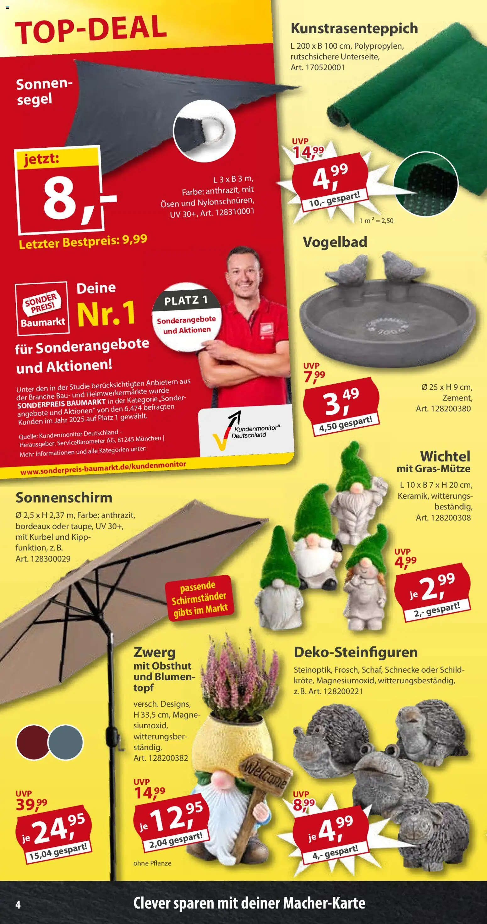 Sonderpreis Baumarkt Prospekt 	 – gültig ab 11.04.2026 | Seite: 4 | Produkte: Blumen, Schirmständer, Sonnenschirm