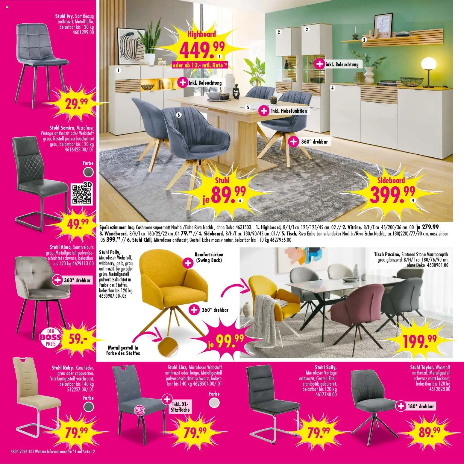 SB Möbel Boss Prospekt 	 – gültig ab 17.01.2026 | Seite: 10 | Produkte: Sideboard, HIghboard, Tisch, Stuhl