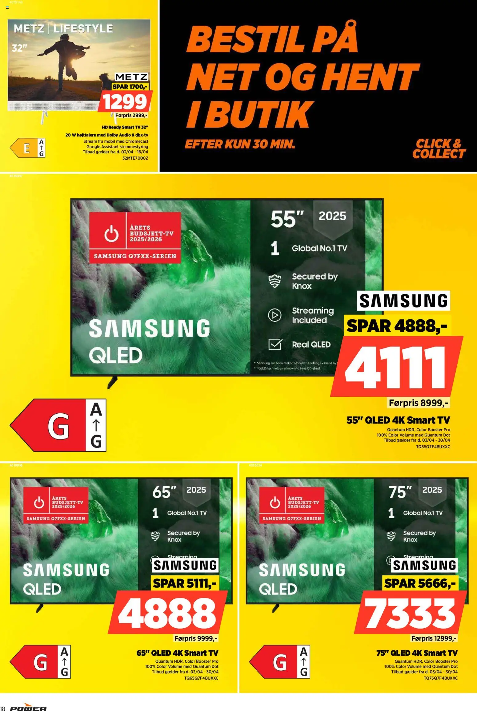 Power tilbudsavis – gyldig fra 10.04.2026 | Side: 18 | Produkter: Smart TV, Is, TV