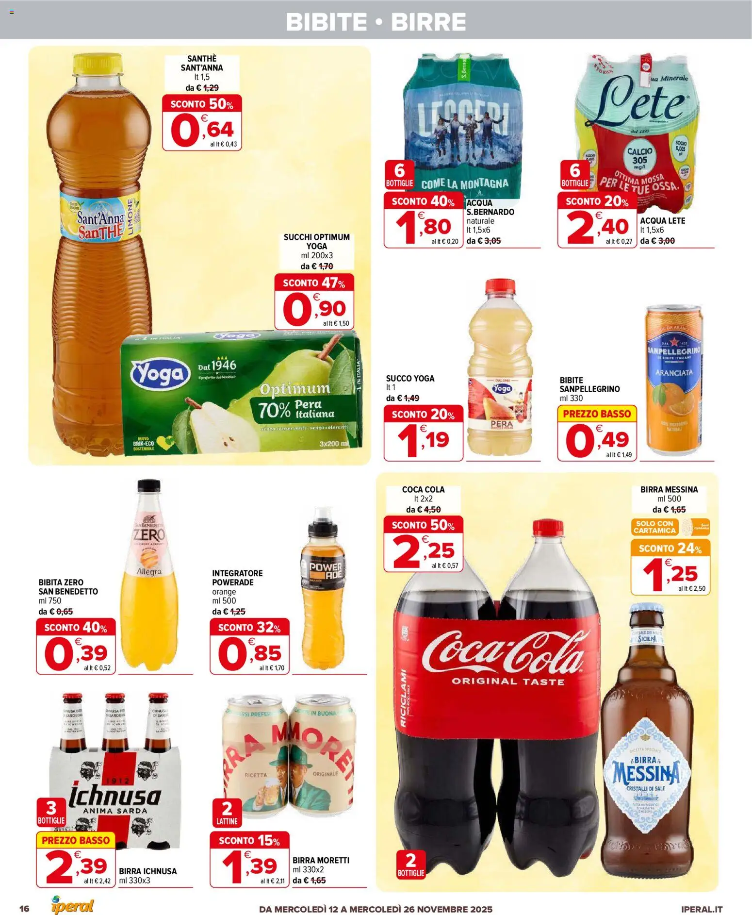 Volantino Iperal del 12.11.2025 | Pagina: 16 | Prodotti: Limone, Birra Moretti, Bibite, Bibita