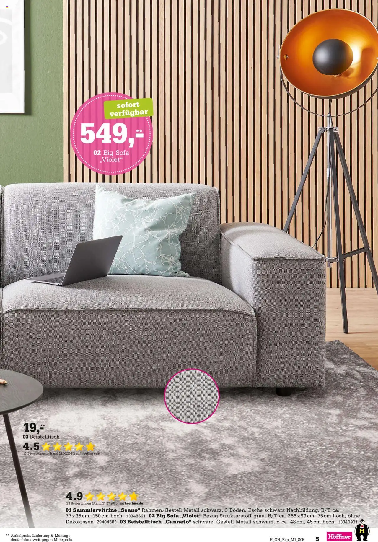 Höffner - Express Spezia - gültig ab dem 30.07.2025 | Seite: 5 | Produkte: Beistelltisch, Sofa