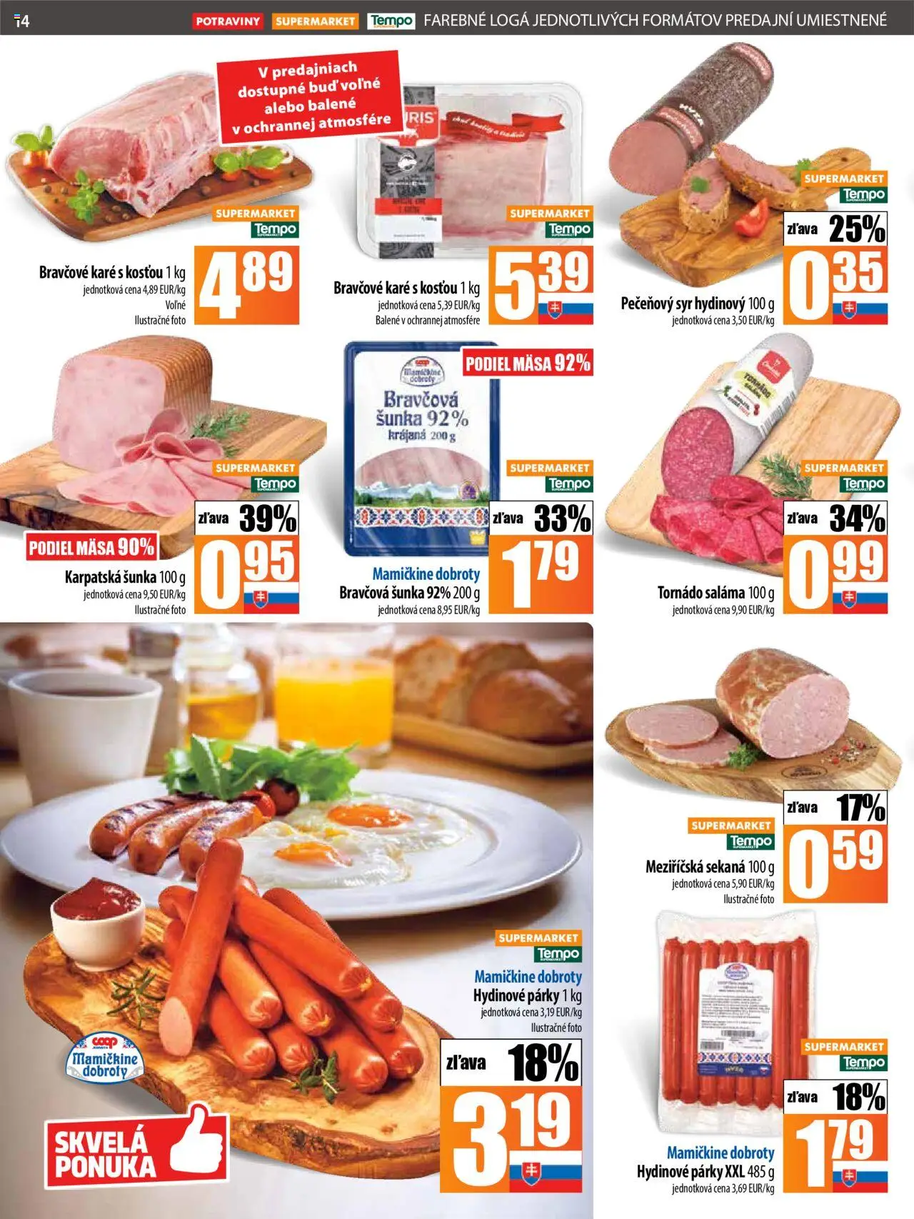 COOP Jednota leták │ platný od 24.07.2025 | Strana: 14 | Produkty: Syr, Saláma, Šunka, Párky
