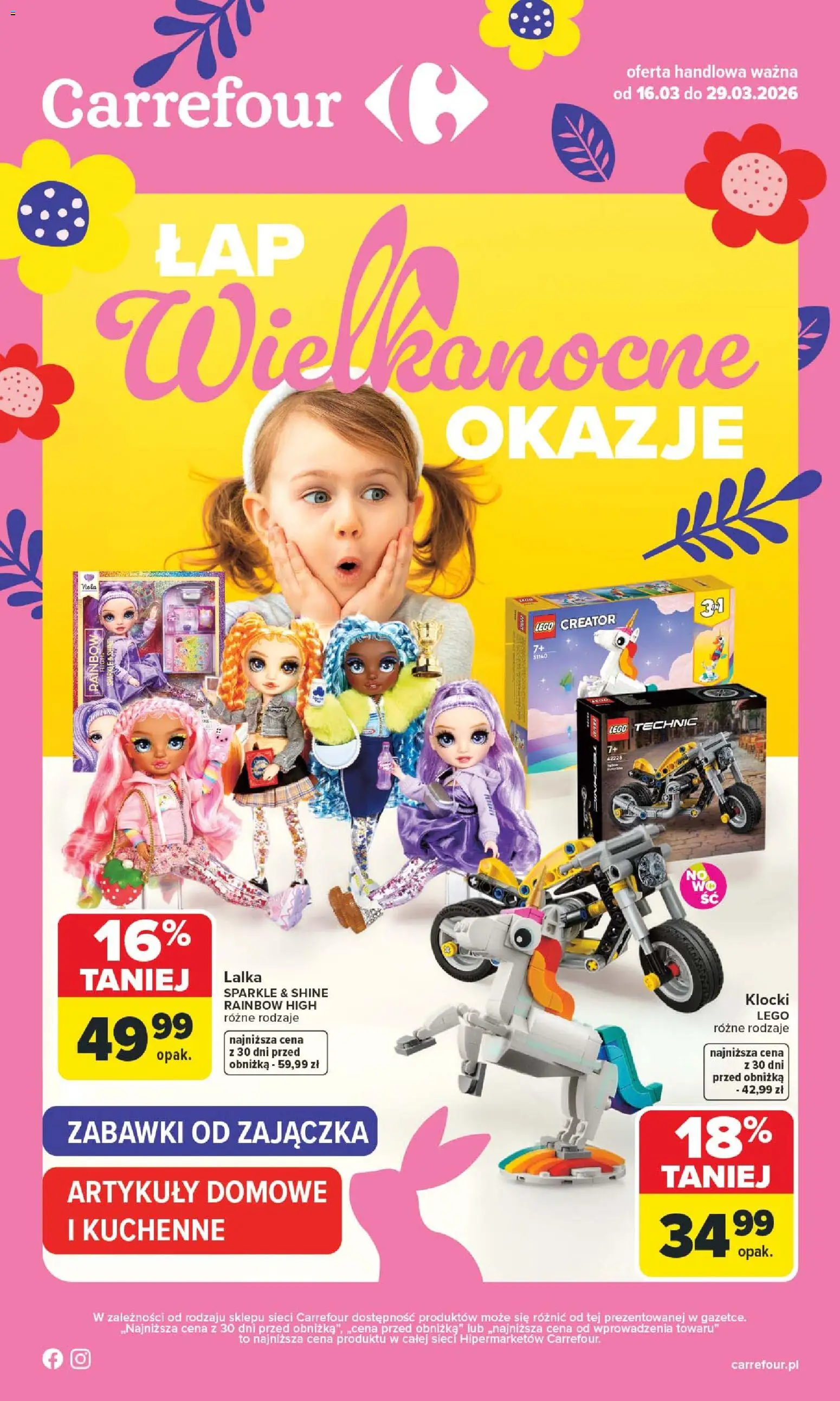 Carrefour gazetka - Łap Wielkanocne okazje od 16.03.2026 | Strona: 1 | Produkty: Lalka, Lego