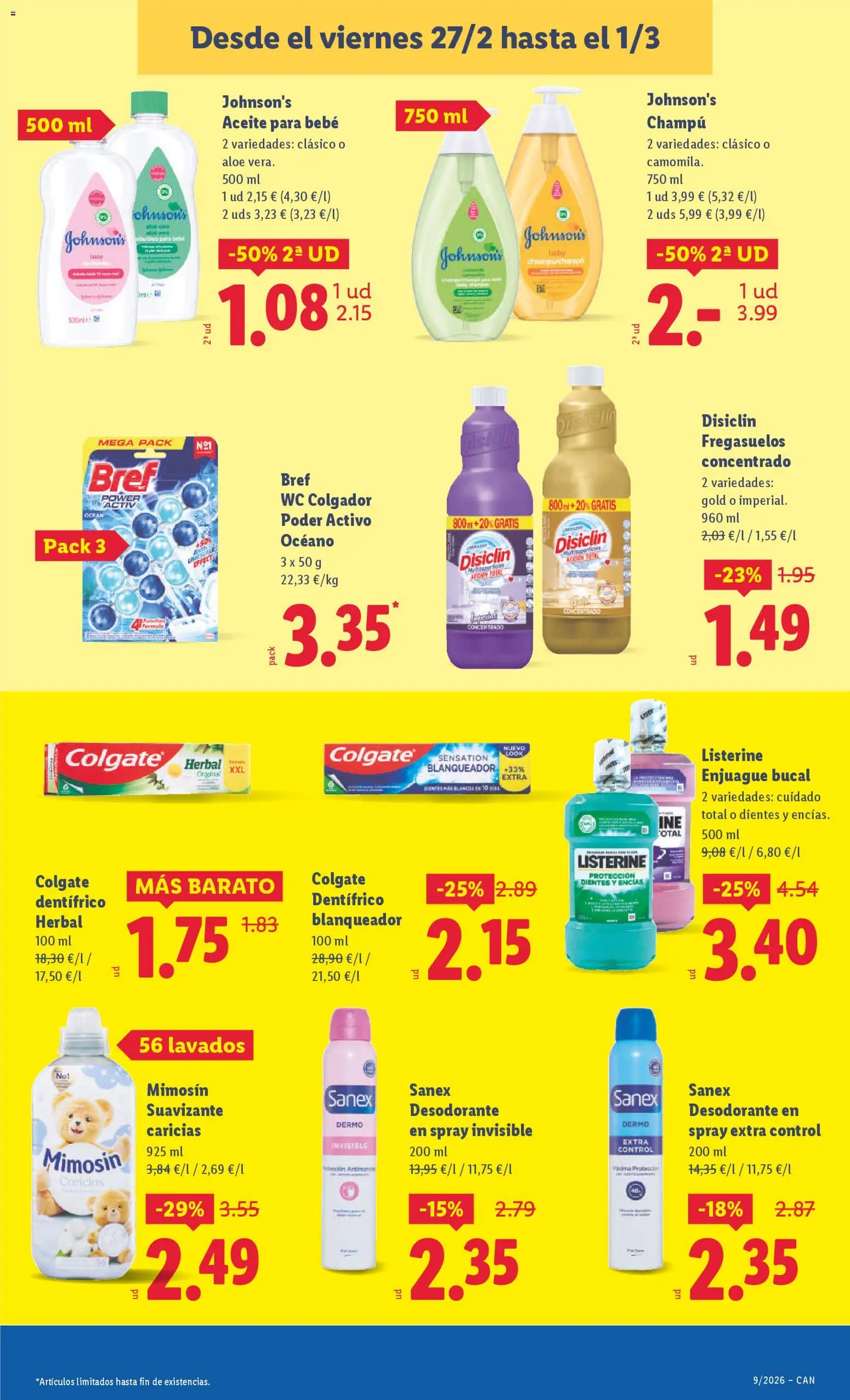Lidl - Canarias │ válido desde el 23.02.2026 | Página: 39 | Productos: Champú, Desodorante, Enjuague bucal, Suavizante