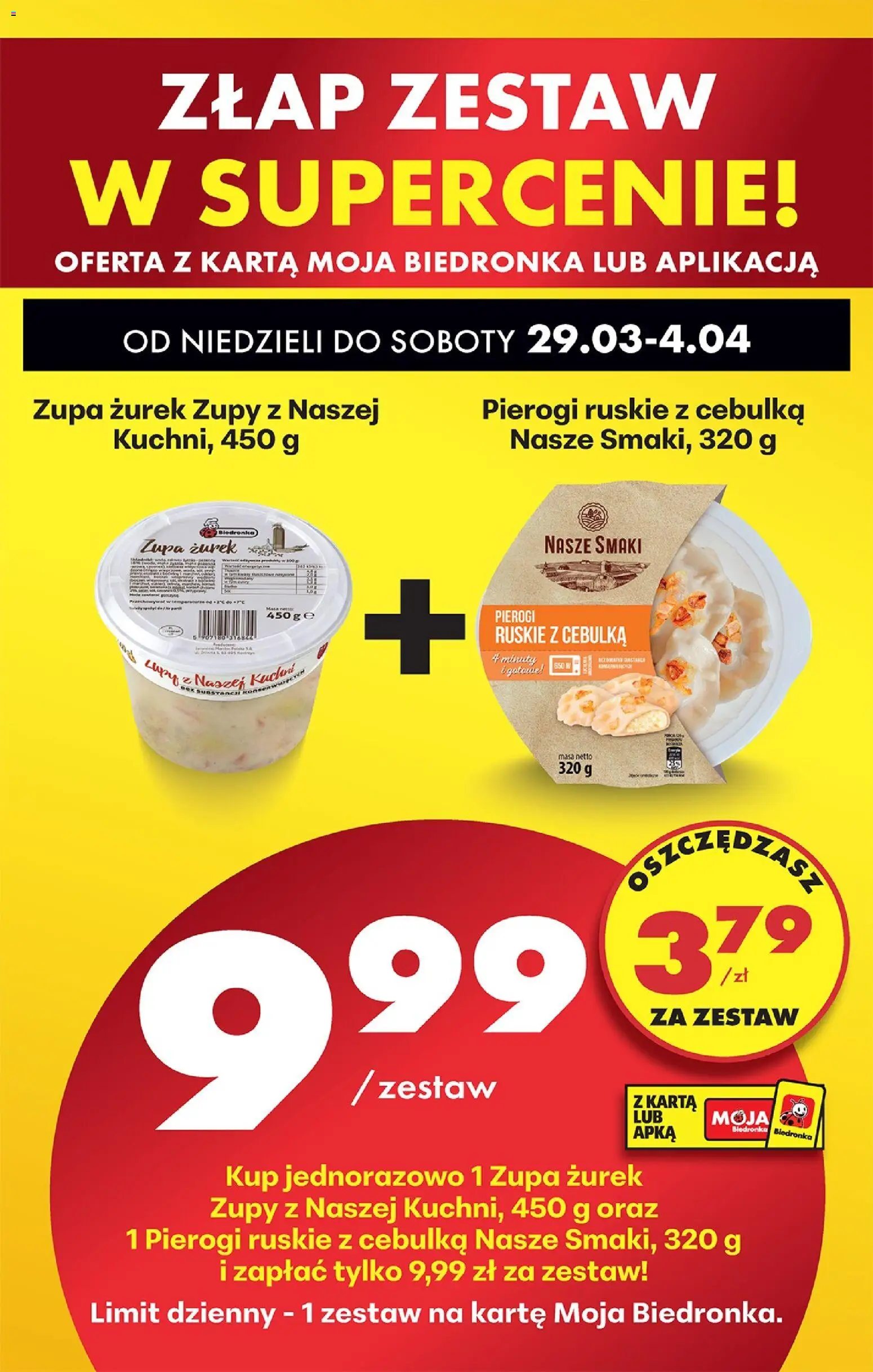 Biedronka gazetka od niedzieli od 29.03.2026 | Strona: 91 | Produkty: Karta, Pierogi, Zurek, Zupa