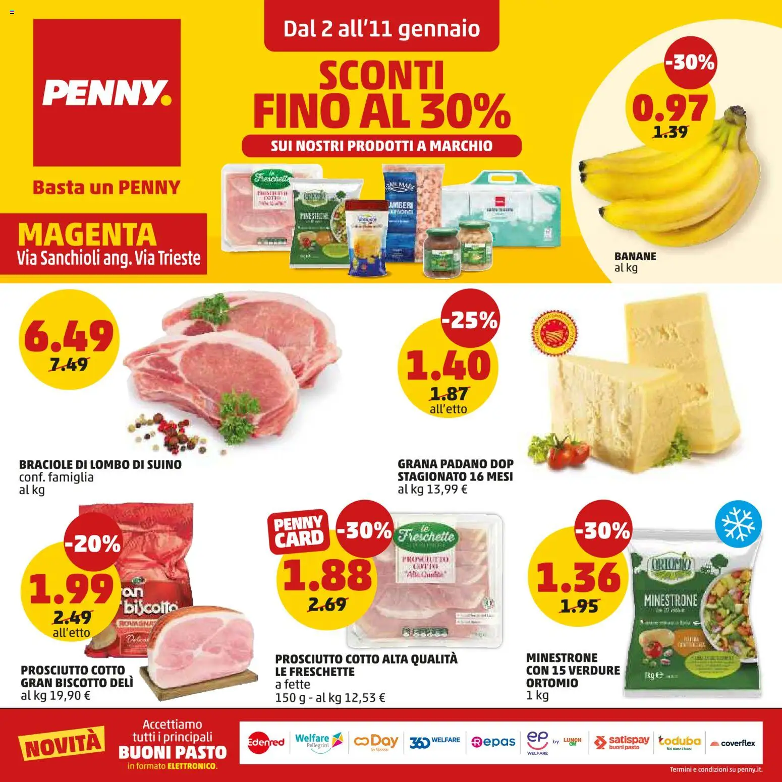 Volantino PENNY del 02.01.2026 | Pagina: 1 | Prodotti: Minestrone, Prosciutto Cotto, Verdure, Suino