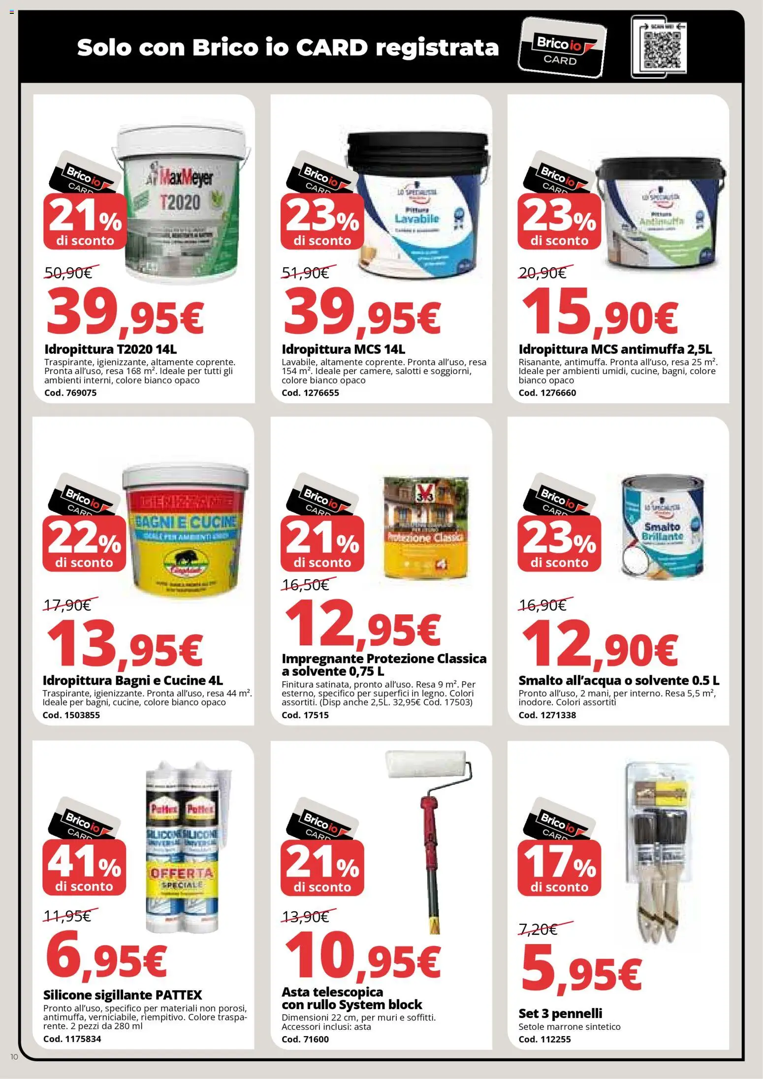 Volantino Brico io del 05.03.2026 | Pagina: 10 | Prodotti: Rullo, Cucine, Impregnante, Silicone