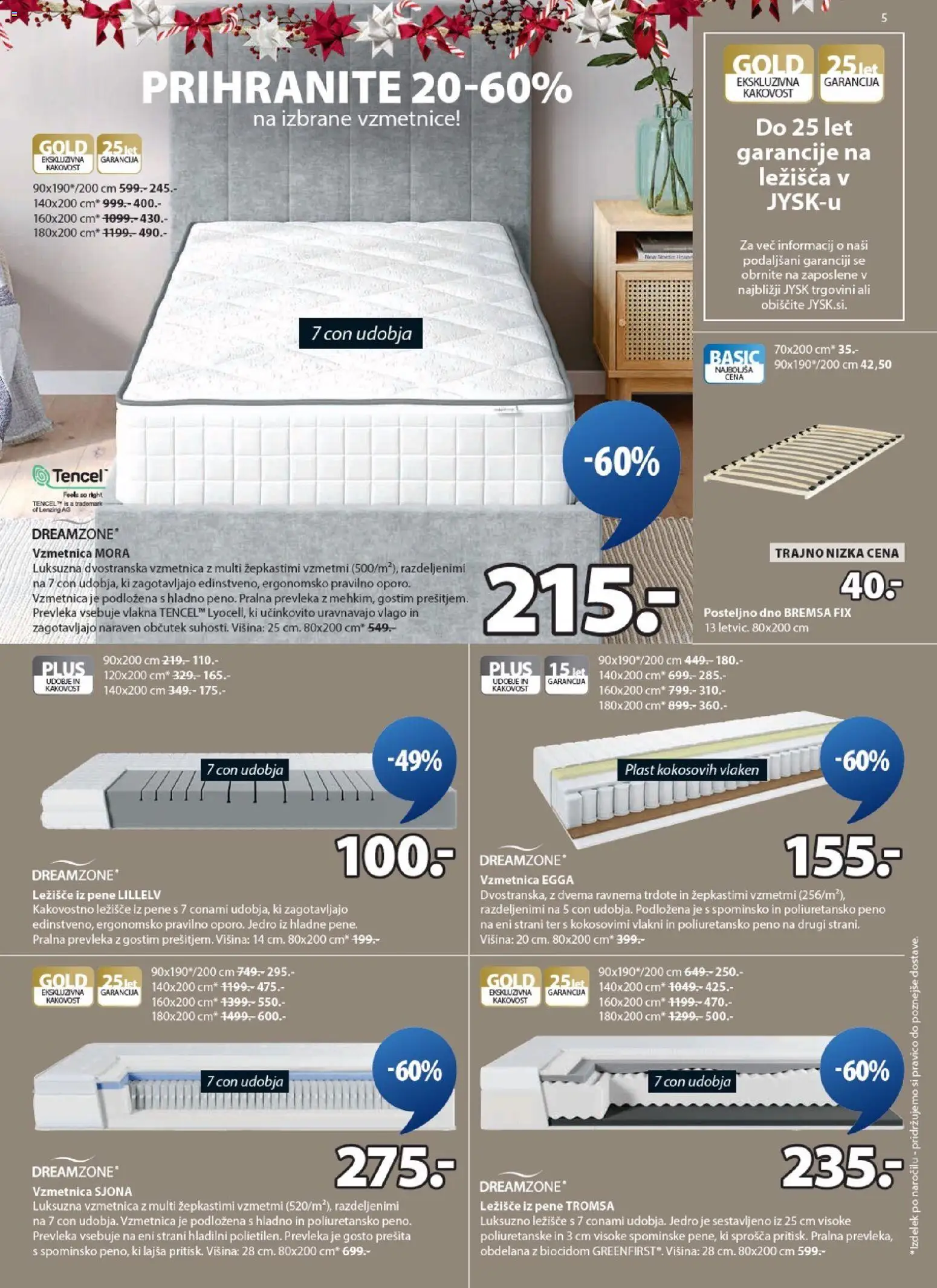 Novi JYSK katalog ponudbe – veljaven od 17.12.2025 | Stran: 5 | Izdelki: Ležišče, Vzmetnica, Prevleka