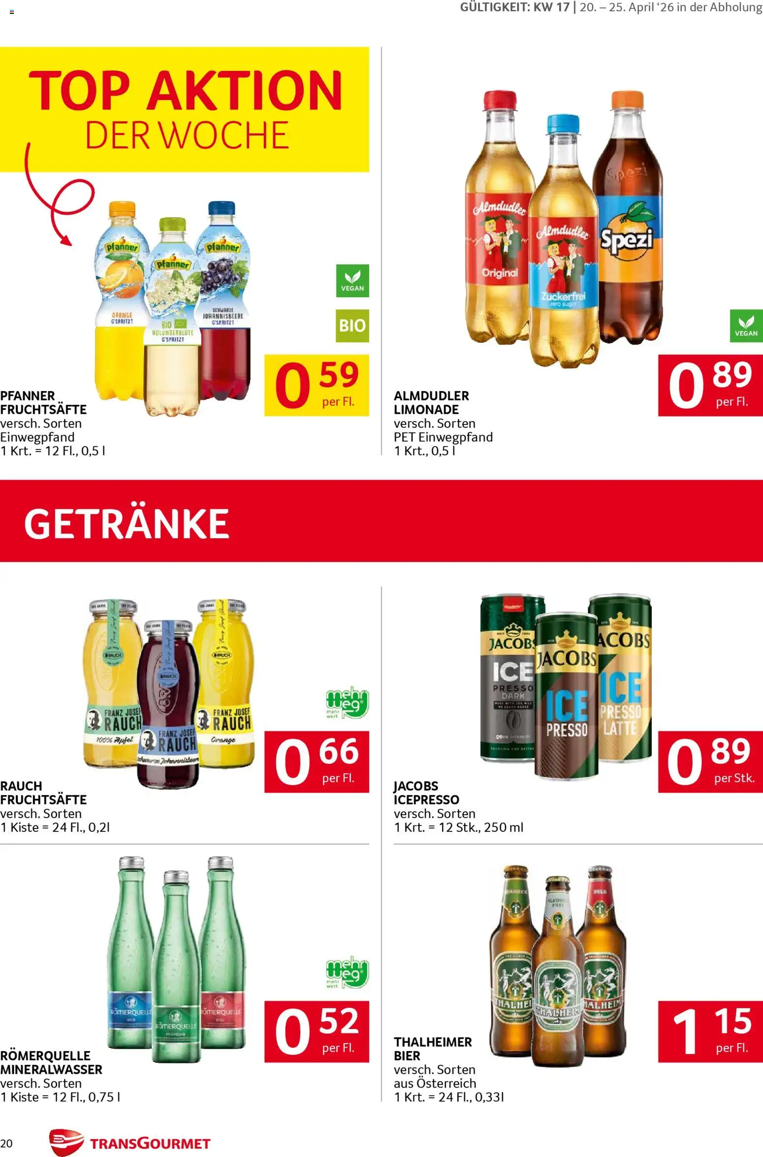 Transgourmet Flugblatt gültig ab 20.04.2026 | Seite: 20 | Produkte: Bier, Äpfel