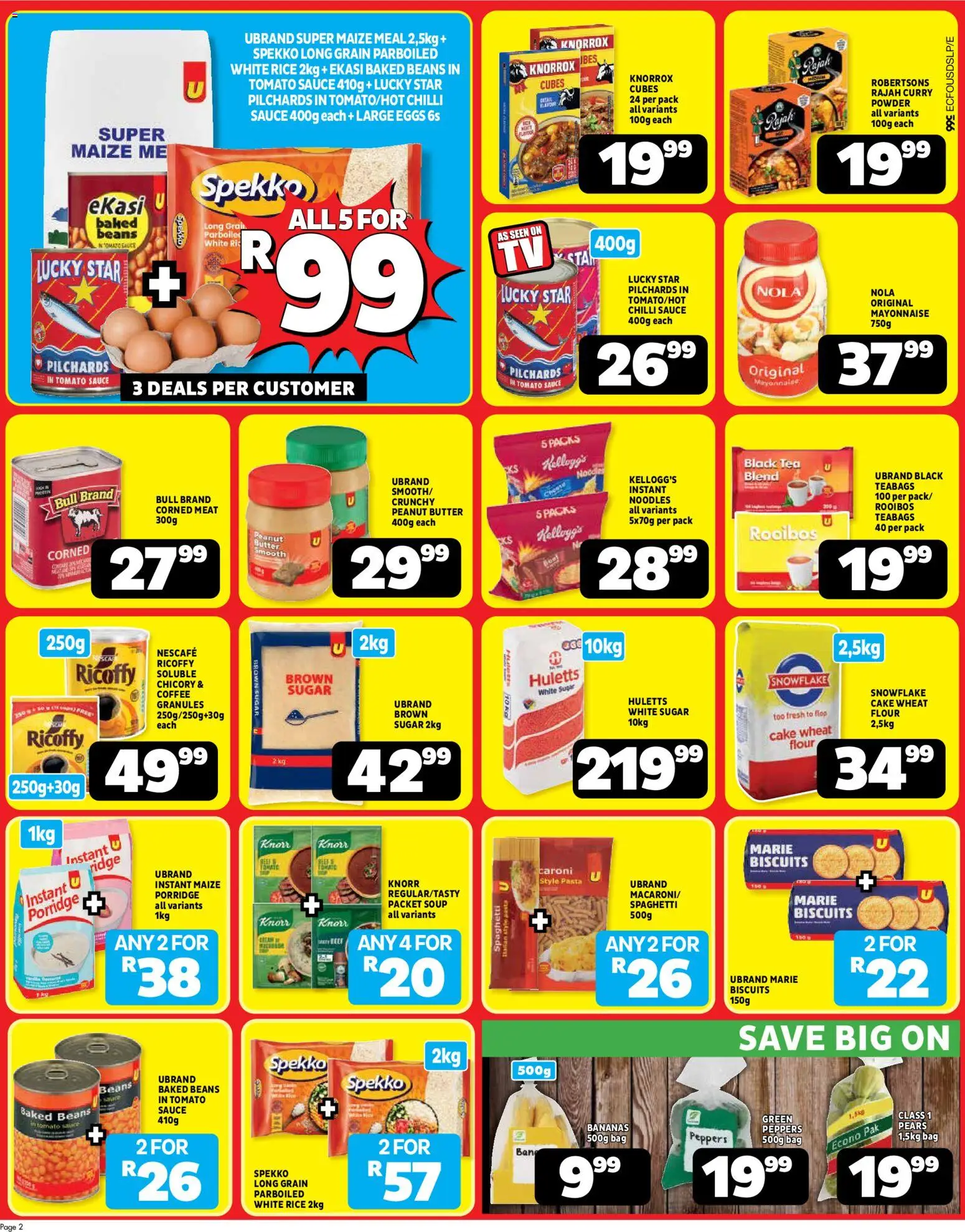 New Usave catalogue – valid from 20.04.2026 | Page: 2 | Products: Pears, Butter, Powder, Sugar