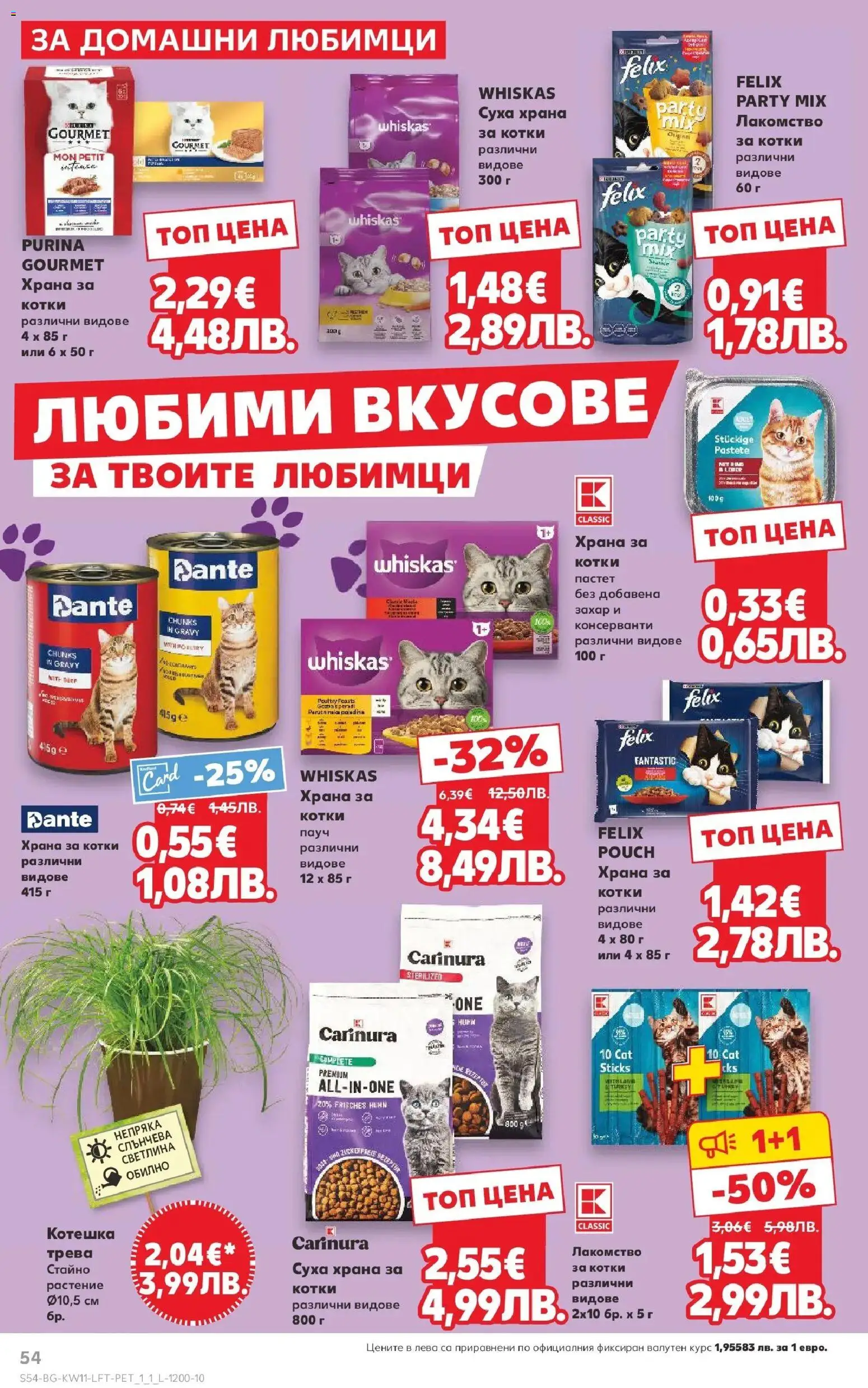 {H1} | Страница: 54 | Продукти: Захар, Пастет, Храна за котки