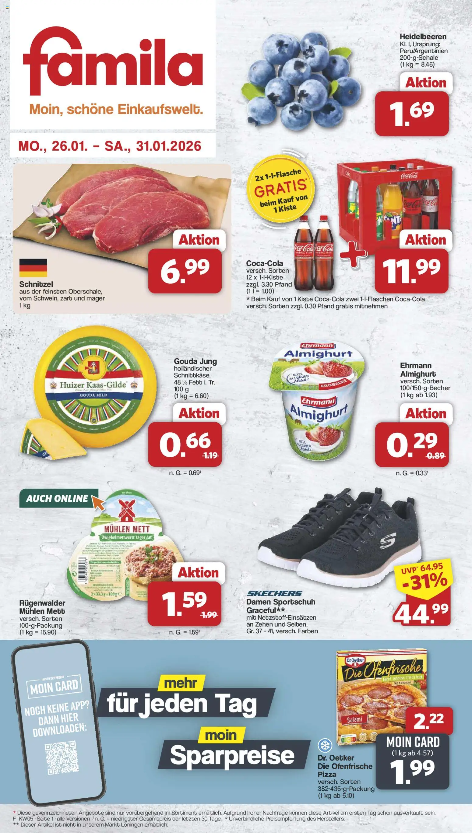 Famila Nordwest Prospekt 	 – gültig ab 26.01.2026 | Seite: 1 | Produkte: Gouda, Ofenfrische, Heidelbeeren, Salami