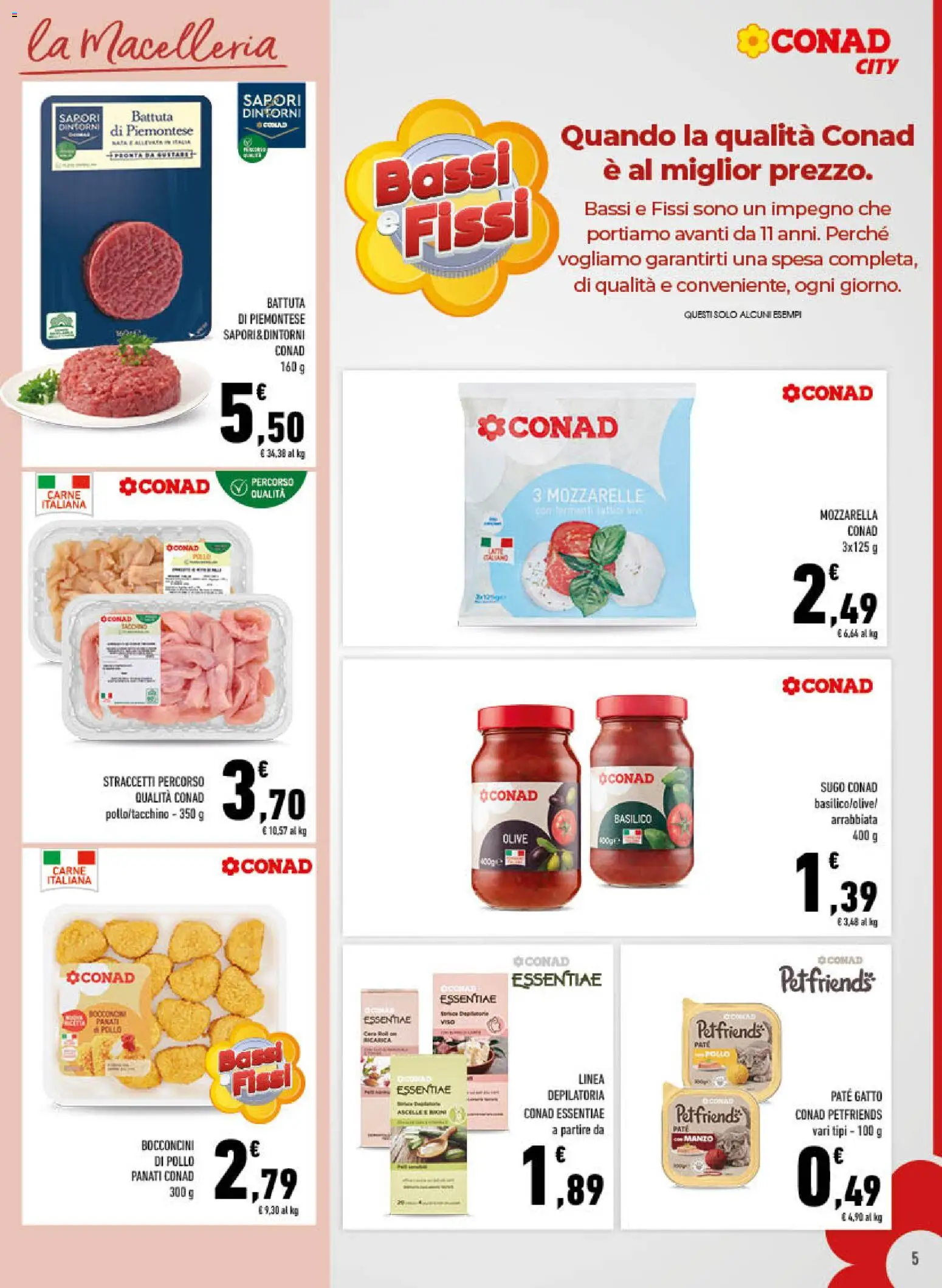 Volantino Conad del 08.04.2026 | Pagina: 5 | Prodotti: Pollo, Manzo, Mozzarella, Basilico