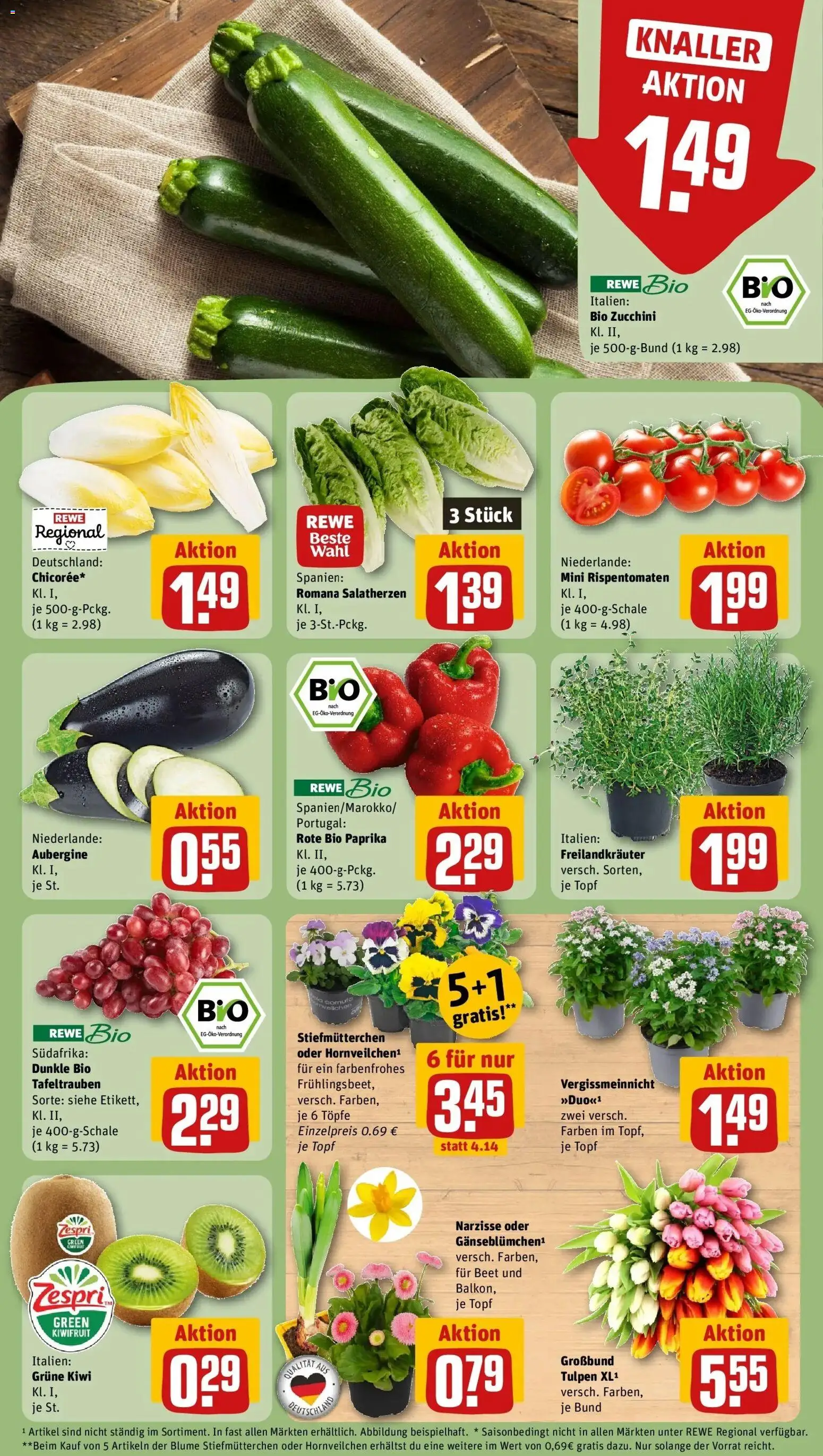 Rewe Prospekt Kaltennordheim	 – gültig ab 15.03.2026 | Seite: 9 | Produkte: Stiefmutterchen, Paprika, Aubergine, Zucchini