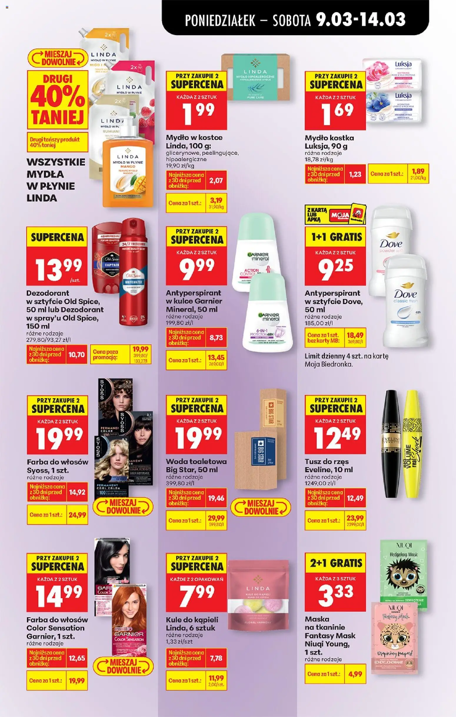 Biedronka gazetka od poniedziałku od 09.03.2026 | Strona: 67 | Produkty: Karta, Maska, Dezodorant, Woda