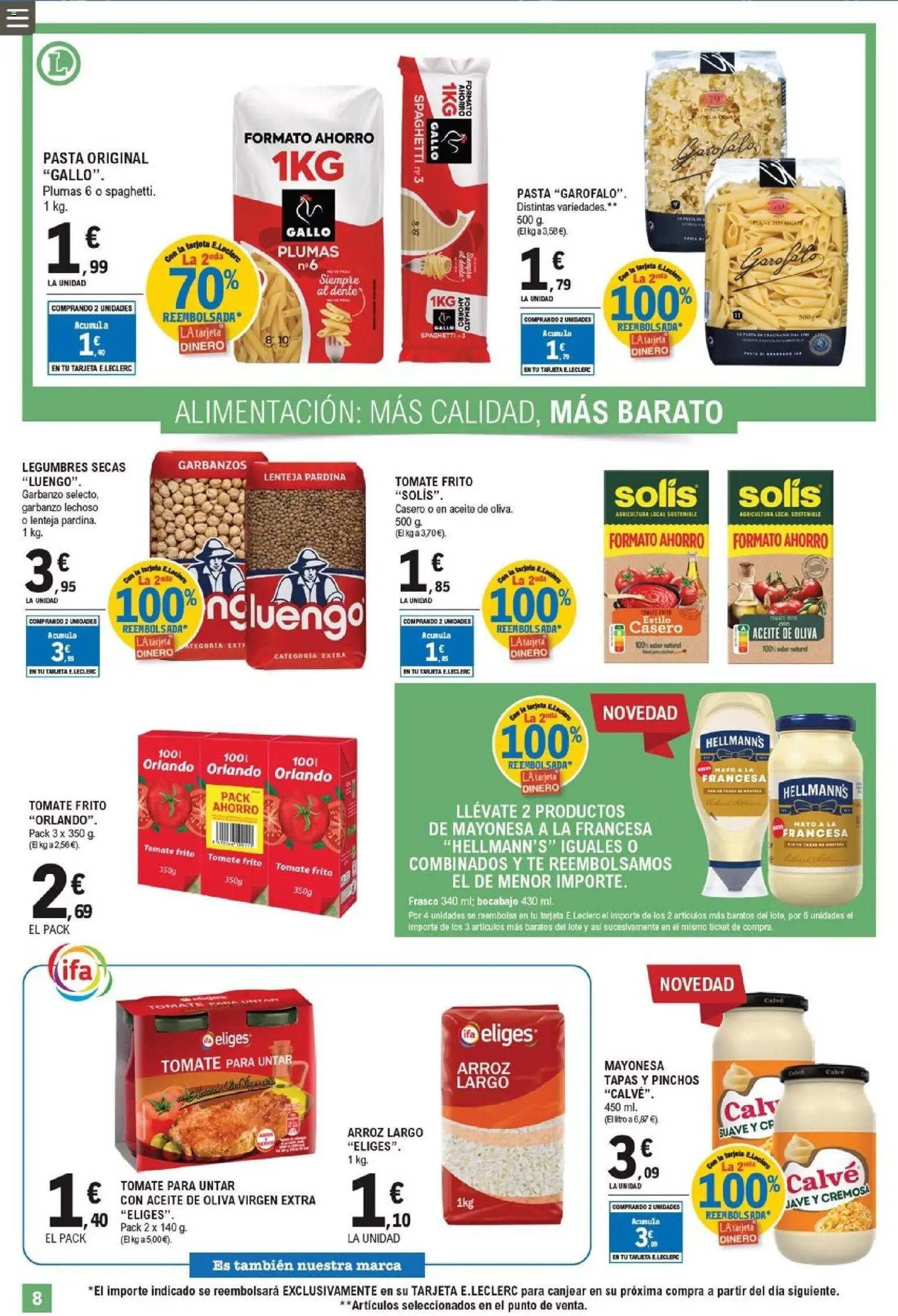 E.Leclerc folleto │ válido desde el 22.04.2026 | Página: 8 | Productos: Aceite, Té, Aceite de oliva, Οθόνη προβολής