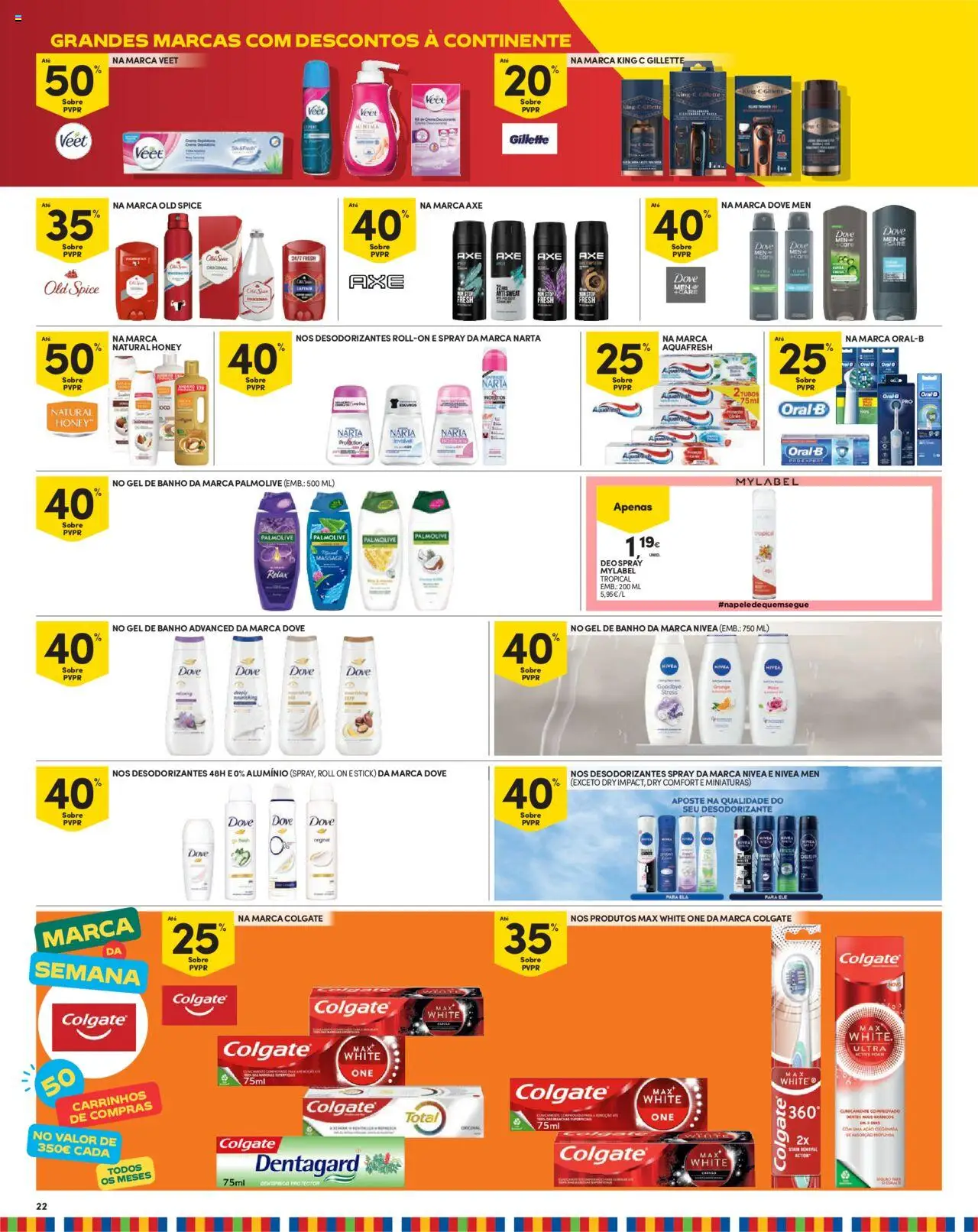 Continente folheto Madeira │ válido de 19.08.2025 | Página: 22 | Produtos: Gel de banho, Desodorizante, Banho