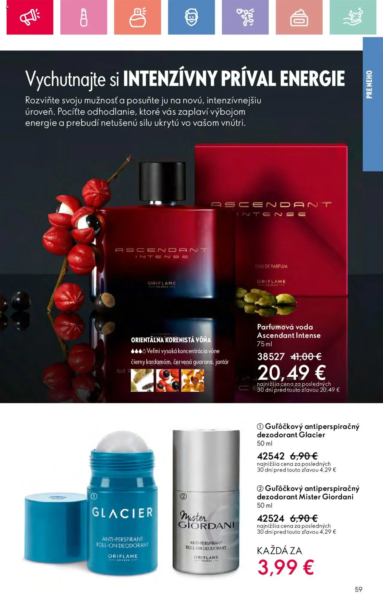 Katalóg Oriflame 9 2025 │ platný od 15.06.2025 | Strana: 59 | Produkty: Dezodorant, Antiperspirant, Voda