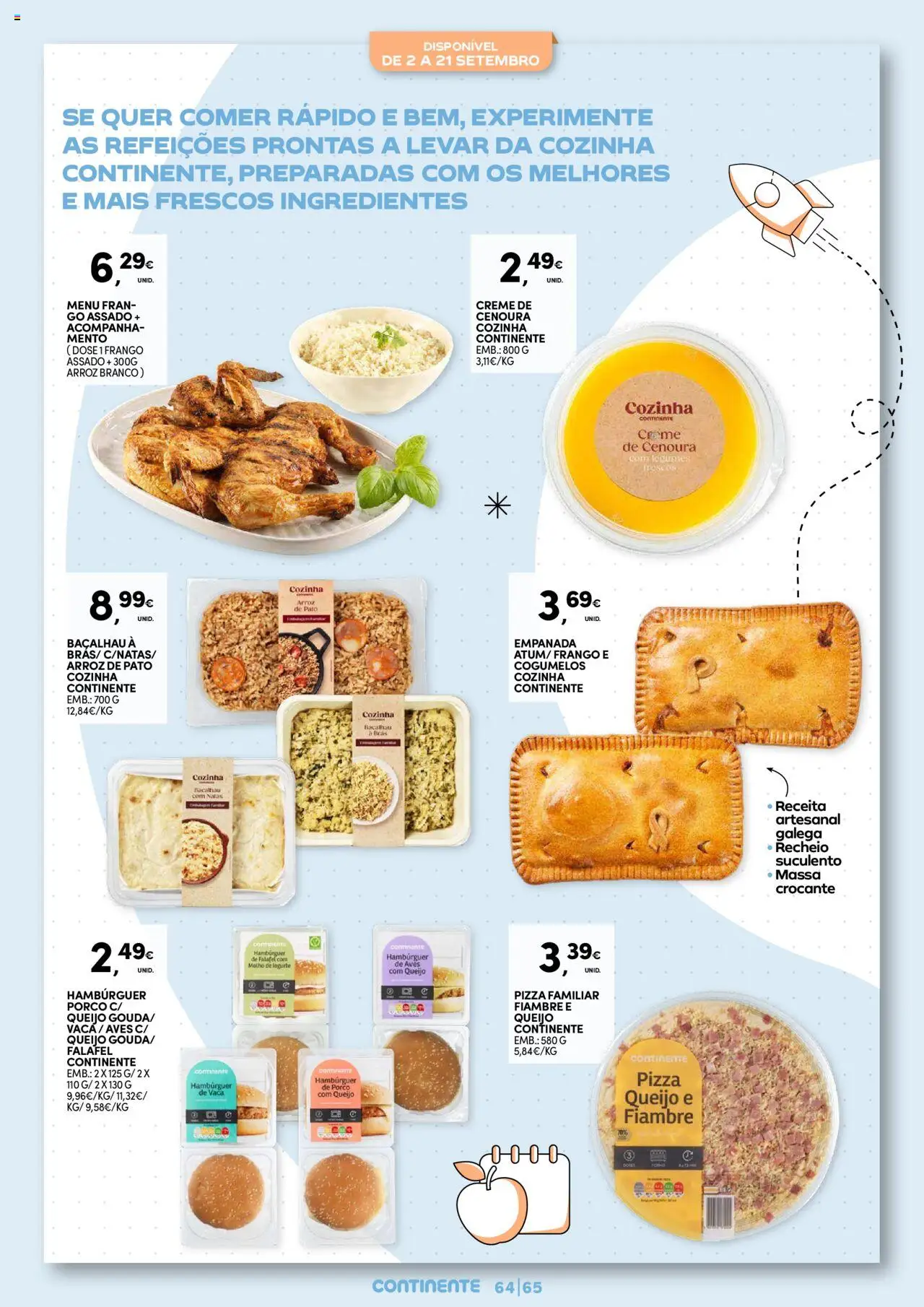 Continente - Regresso às Aulas: Regressamos com tudo │ válido de 12.08.2025 | Página: 65 | Produtos: Bacalhau, Frango, Pizza, Natas
