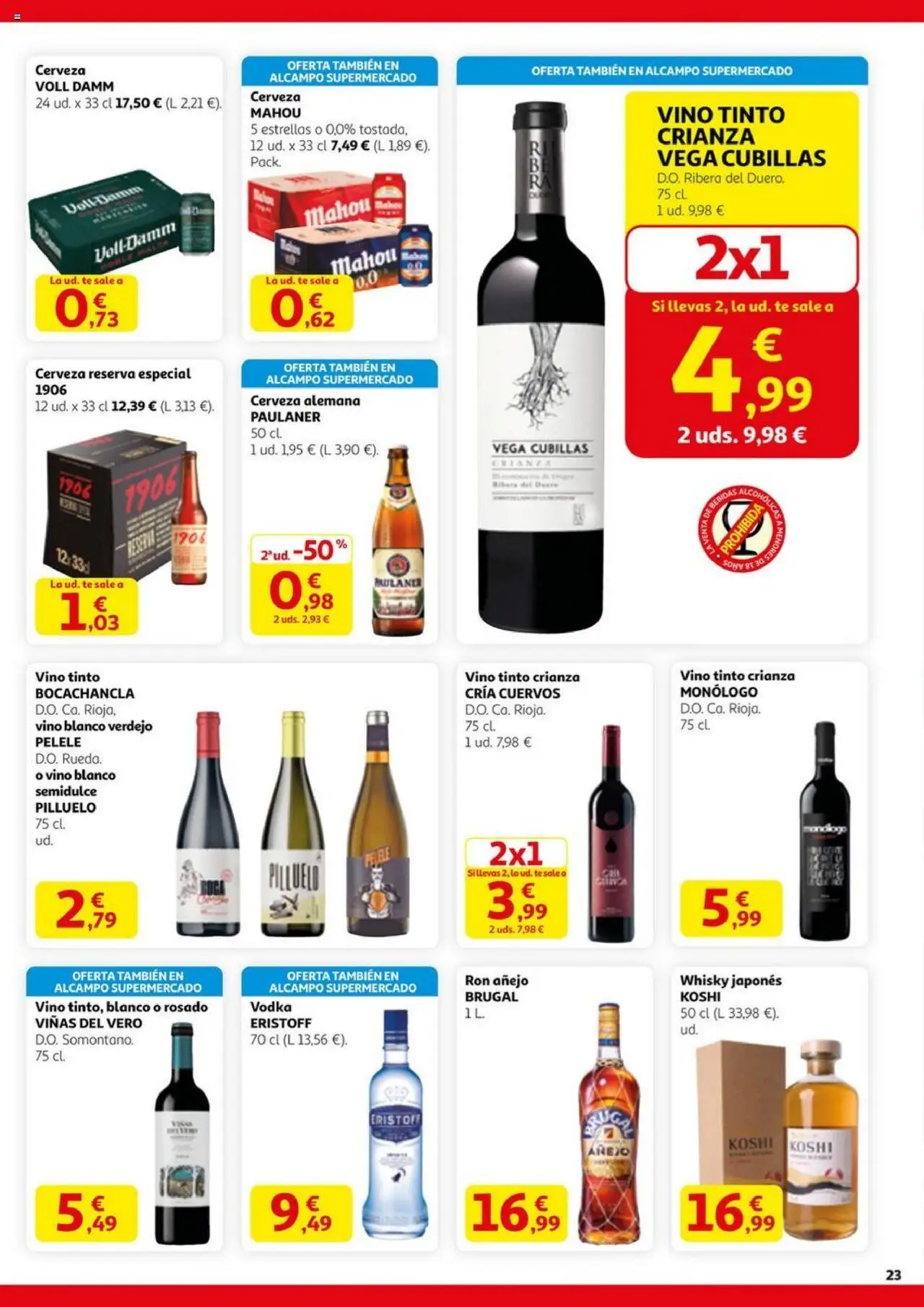 Alcampo - HG Nacional Unificado  │ válido desde el 11.09.2025 | Página: 23 | Productos: Ron, Vino, Cerveza, Vodka