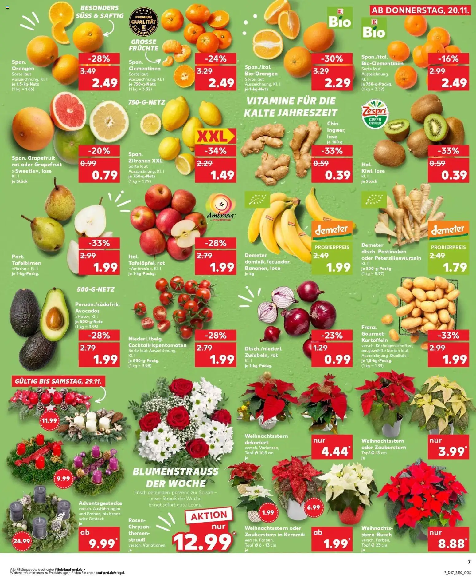 Kaufland prospekt Taucha	 – gültig ab 20.11.2025 | Seite: 7 | Produkte: Orangen, Kartoffeln, Kiwi, Zitronen