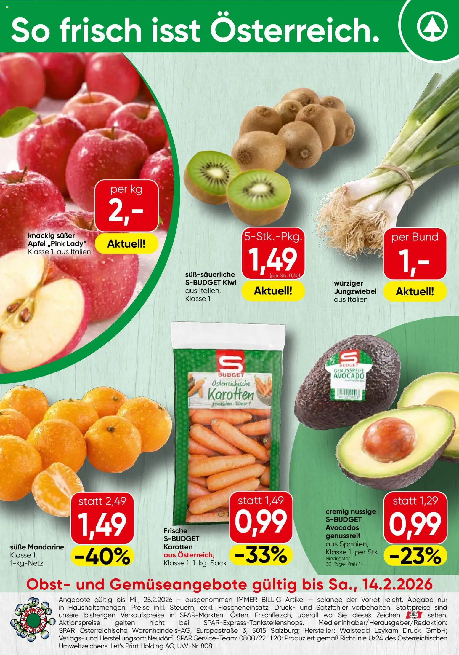 Spar Flugblatt - Steiermark gültig ab 12.02.2026 | Seite: 20 | Produkte: Kiwi, Avocado, Obst, Äpfel