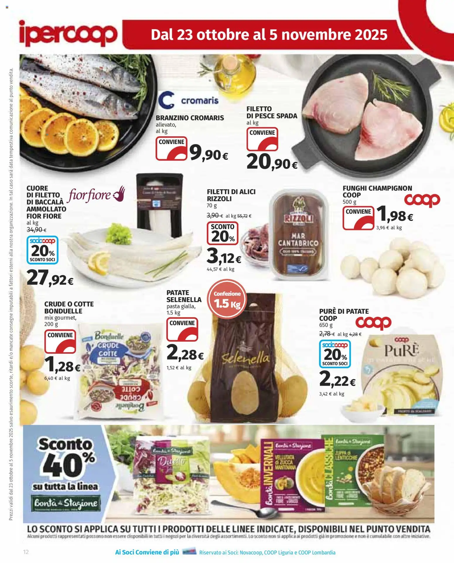 Volantino Ipercoop del 23.10.2025 | Pagina: 12 | Prodotti: Pesce, Patate, Data, Pesce spada