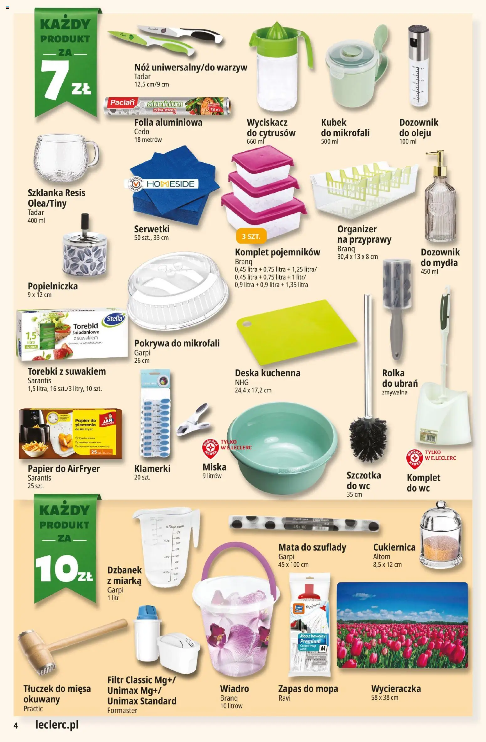 E.Leclerc gazetka - Kłodzko od 08.04.2026 | Strona: 4 | Produkty: Szklanka, Papier do pieczenia, Wycieraczka, Torebki