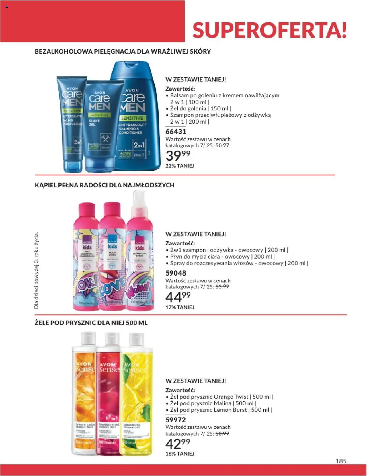 Avon Katalog 07 2025 od 01.07.2025 | Strona: 185 | Produkty: Malina, Kąpiel, Szampon, Żel pod prysznic
