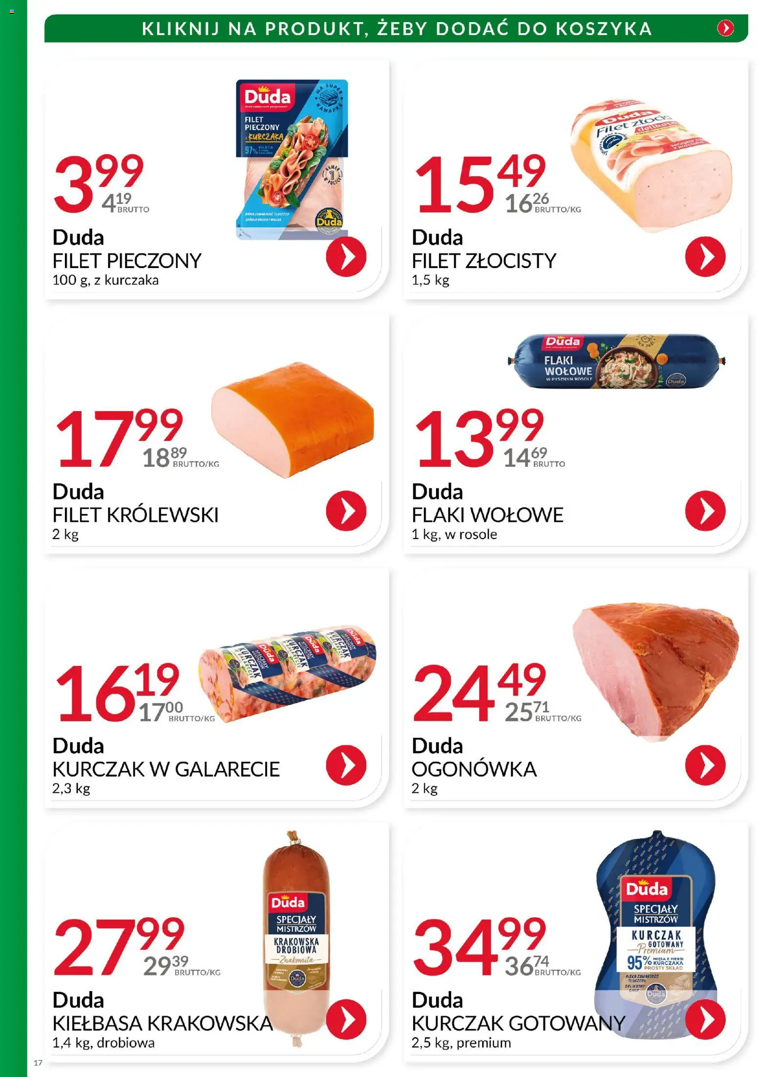 Eurocash Gazetka - Katalog Wędlin od 01.12.2025 | Strona: 17 | Produkty: Kiełbasa, Piersi, Kiełbasa krakowska, Flaki