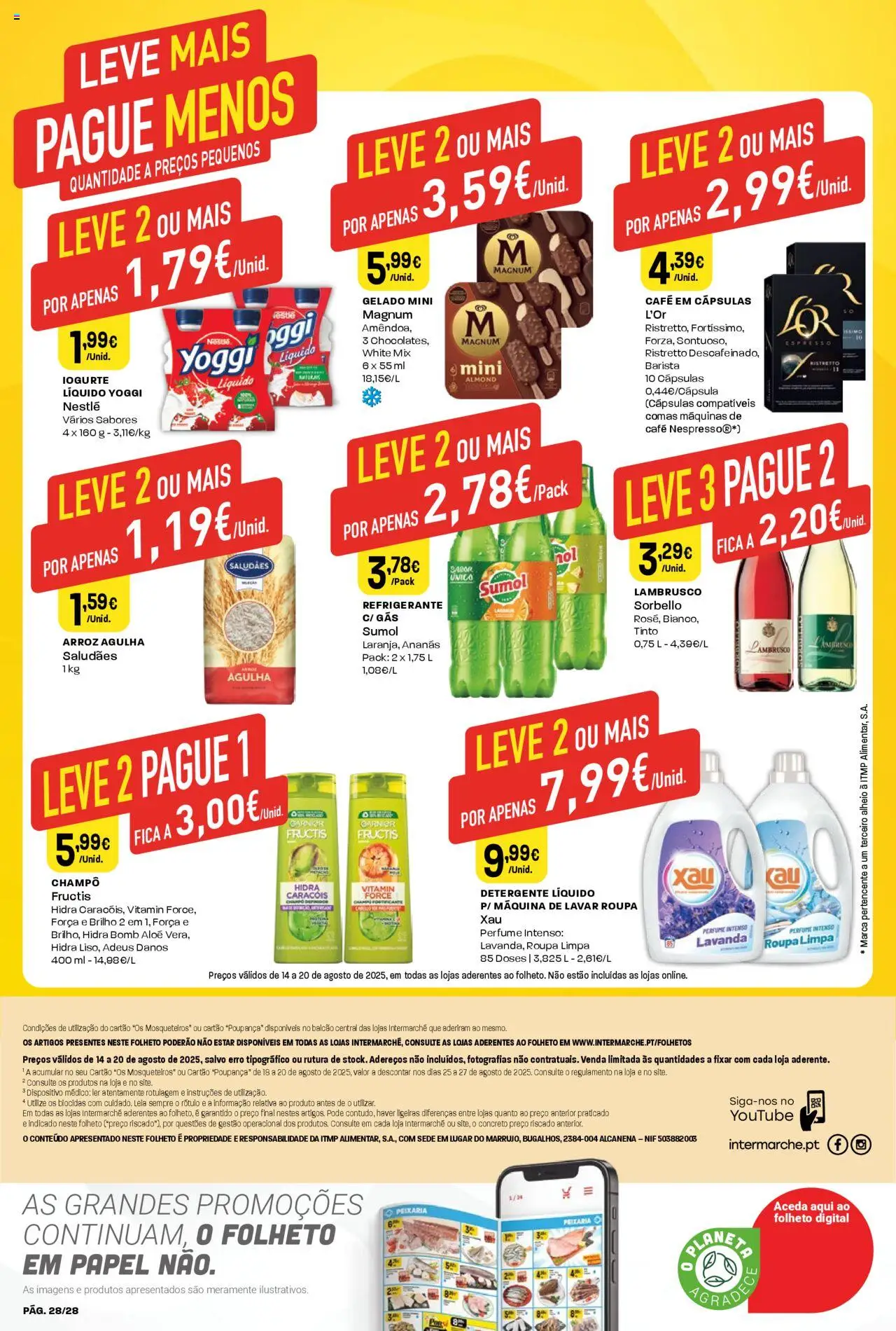 Intermarché folheto │ válido de 14.08.2025 | Página: 28 | Produtos: Máquina de lavar, Perfume, Gelado, Café