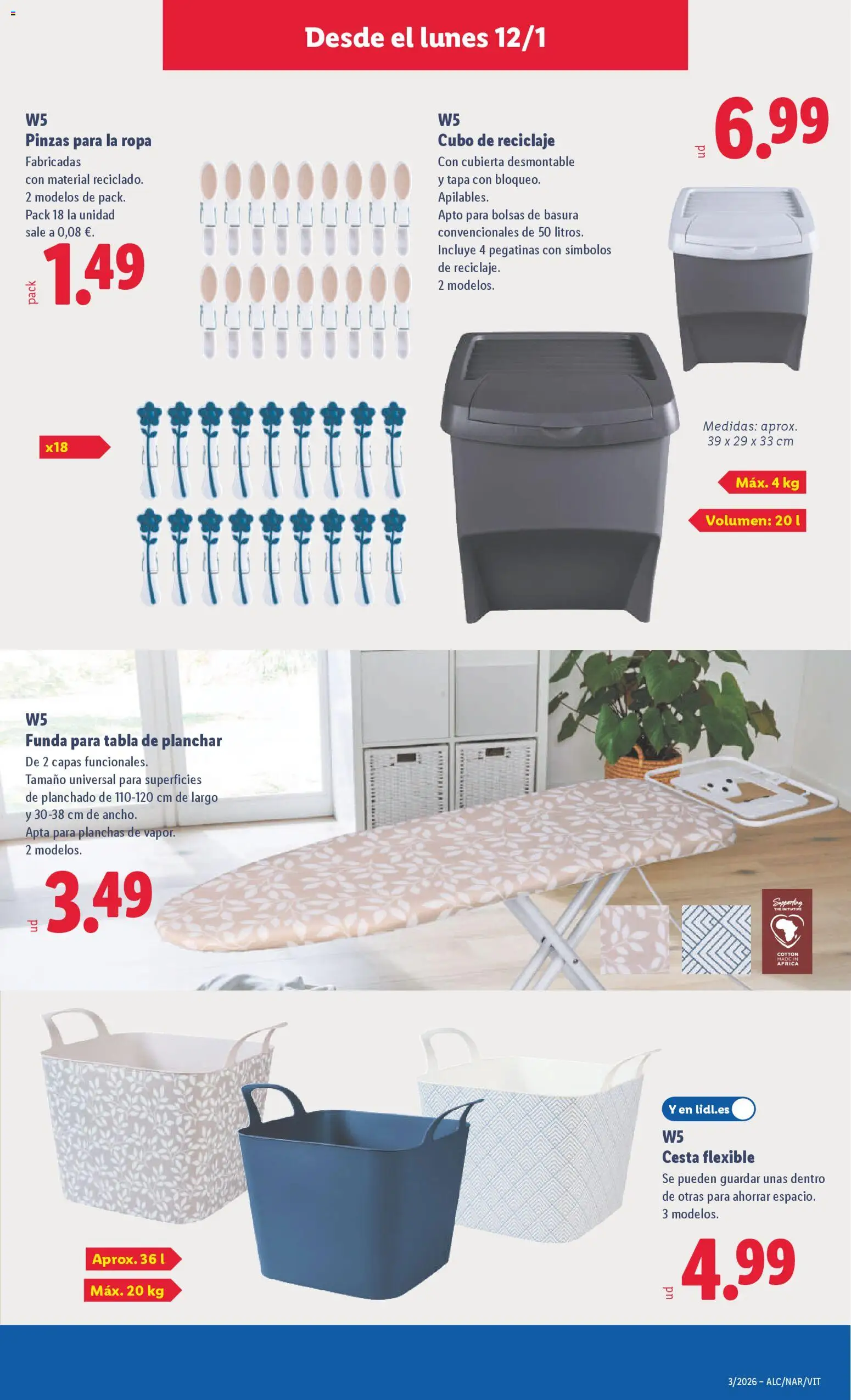 Lidl folleto de bazar │ válido desde el 12.01.2026 | Página: 9 | Productos: Ropa, Funda para tabla de planchar, Tabla de planchar, Funda
