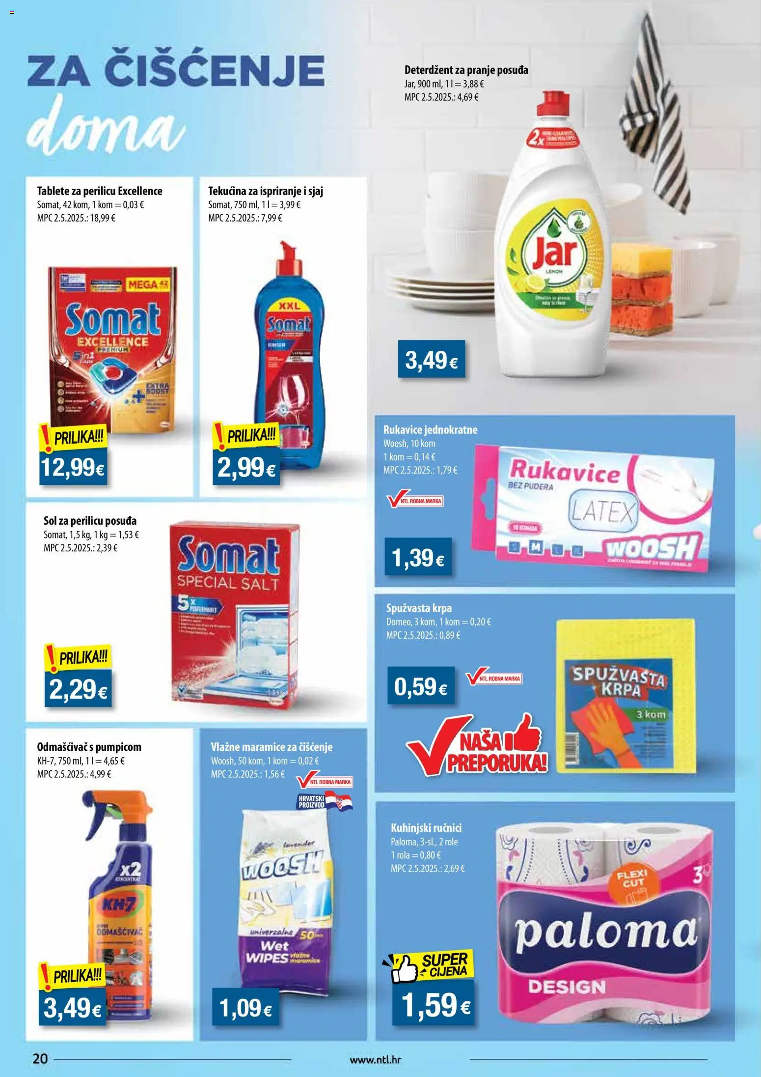 NTL katalog | vrijedi od 29.10.2025 | Stranica: 20 | Proizvodi: Role, Sol za perilicu posuđa, Krpa, Somat